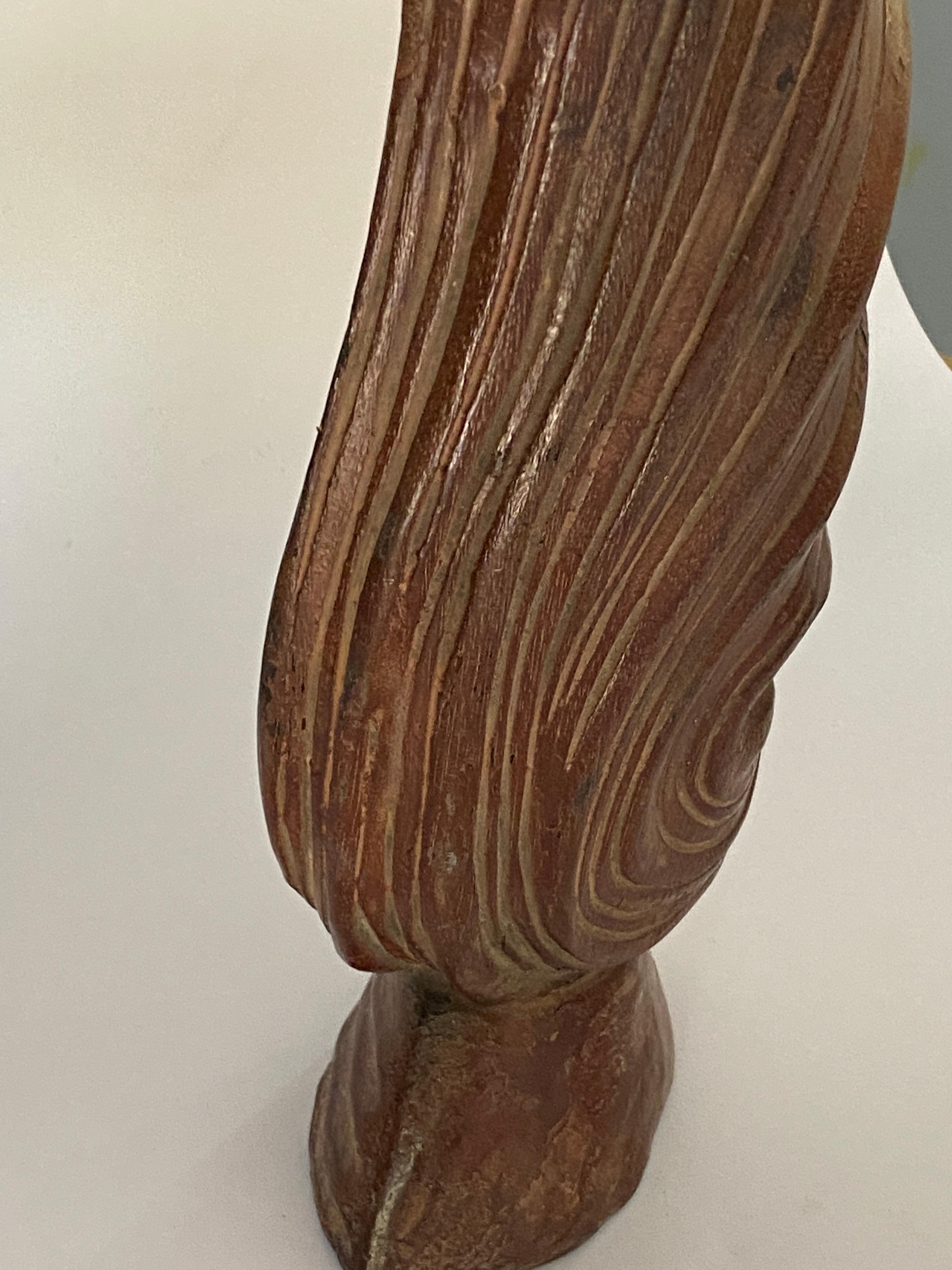 Sculpture abstraite en bois, forme de coquillage, couleur marron, France, 1960 en vente 1