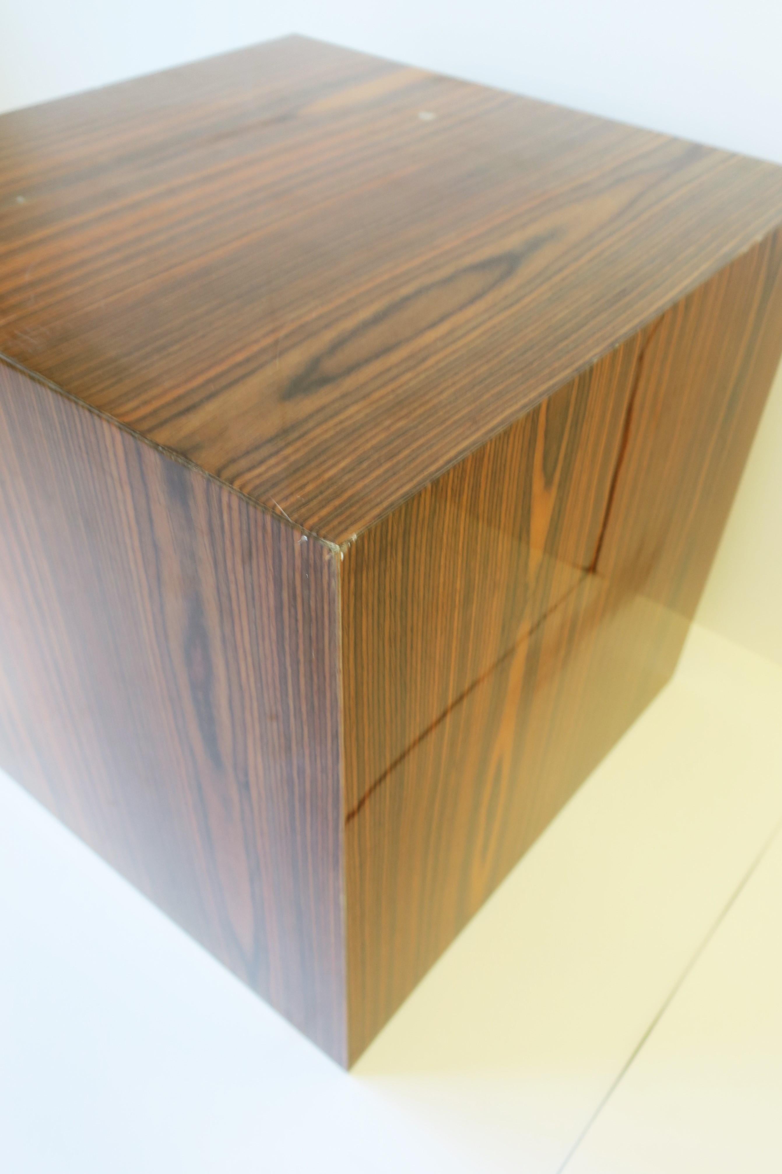 Wood Pedestal Cube End Table 1
