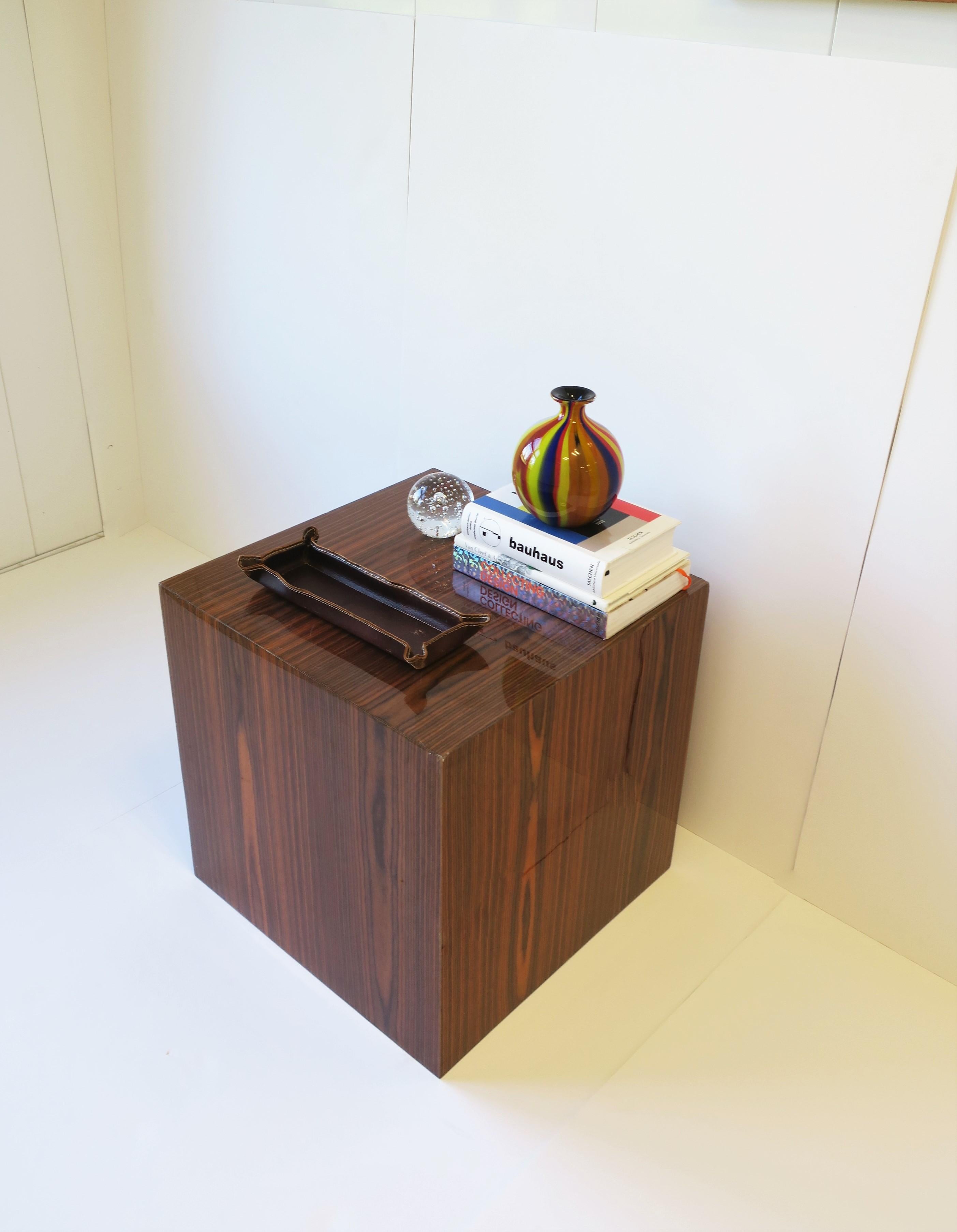 Post-Modern Wood Pedestal Cube End Table