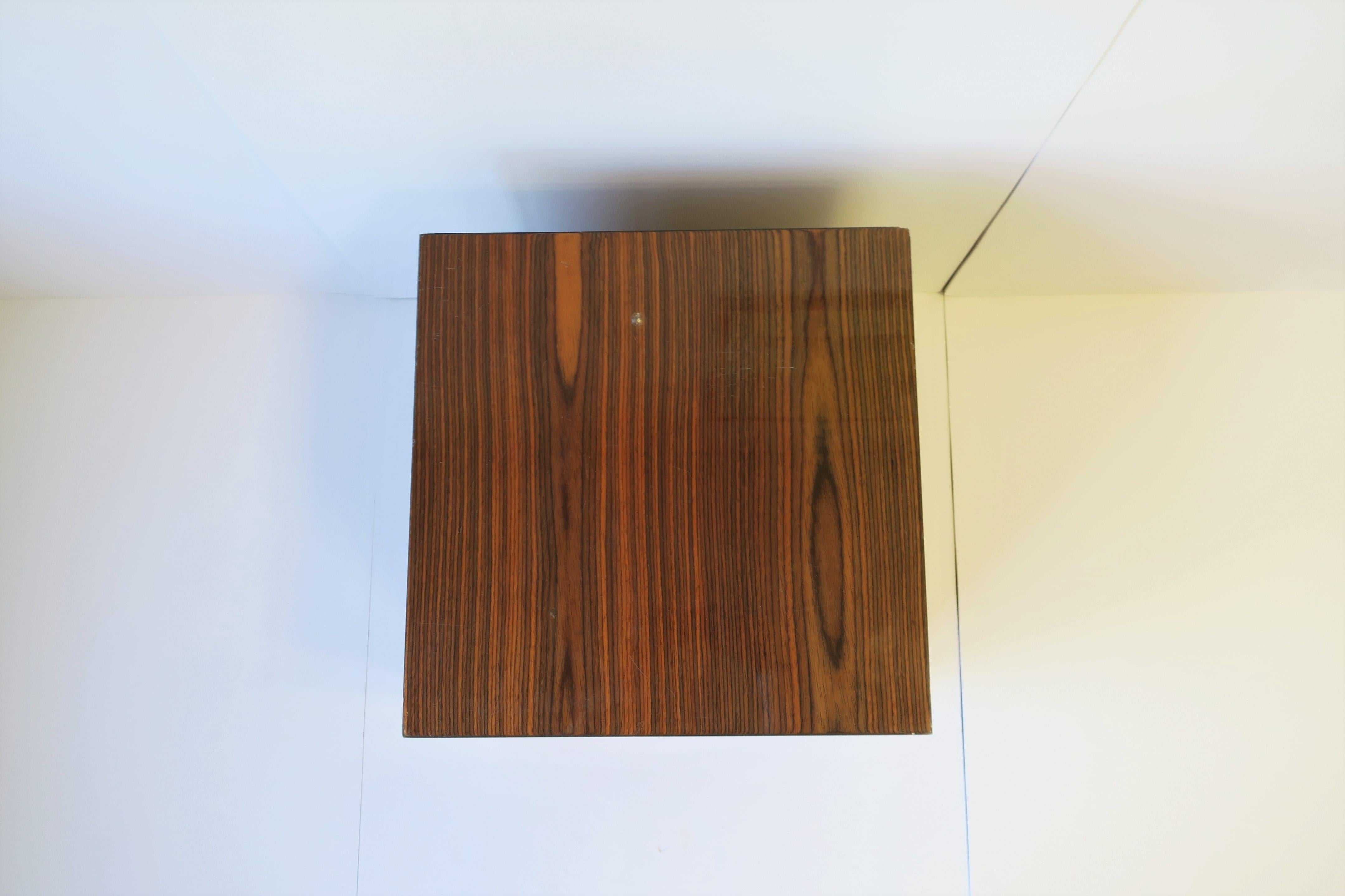 Contemporary Wood Pedestal Cube End Table