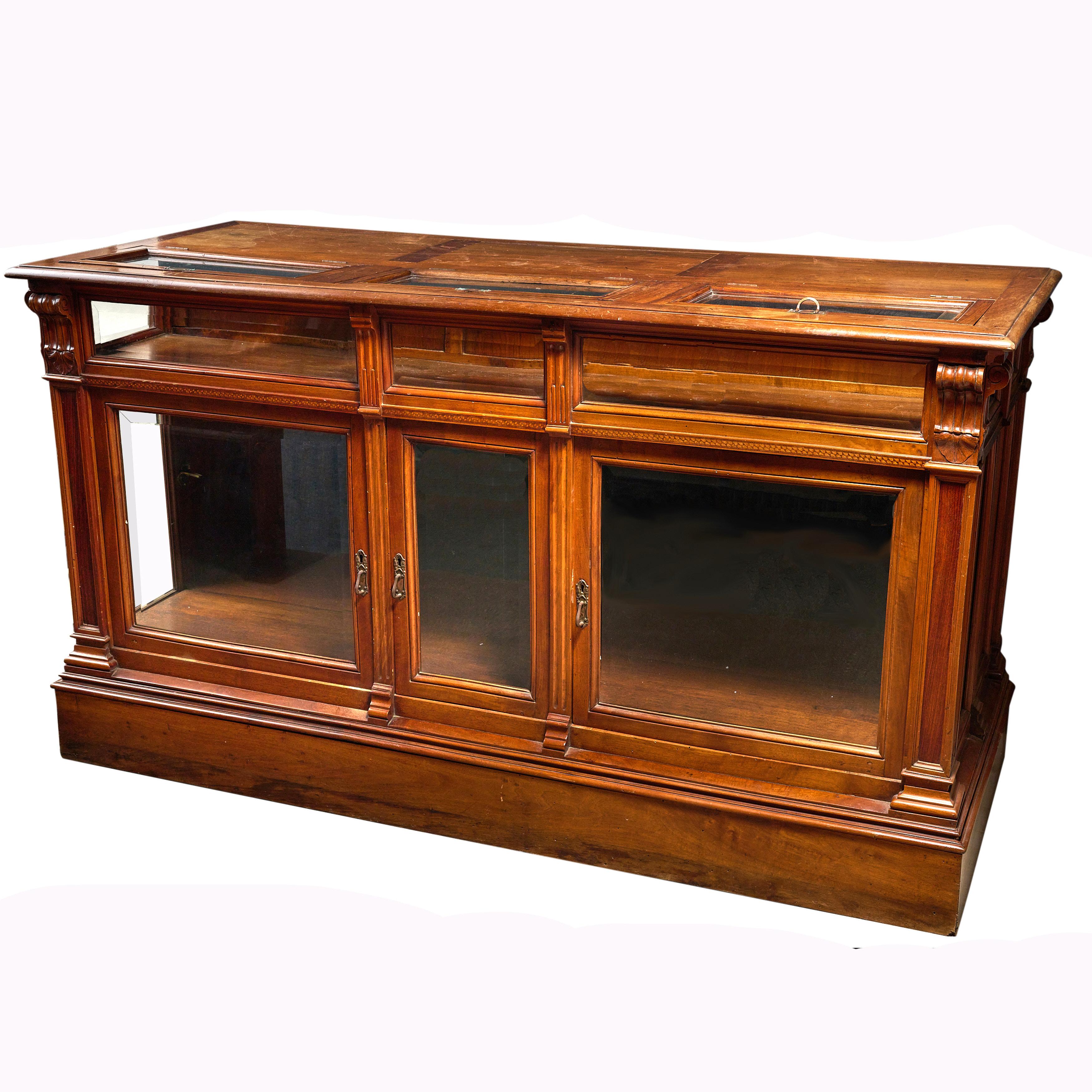 Early 20th Century Wood and Beveled Glass Vitrine For Sale