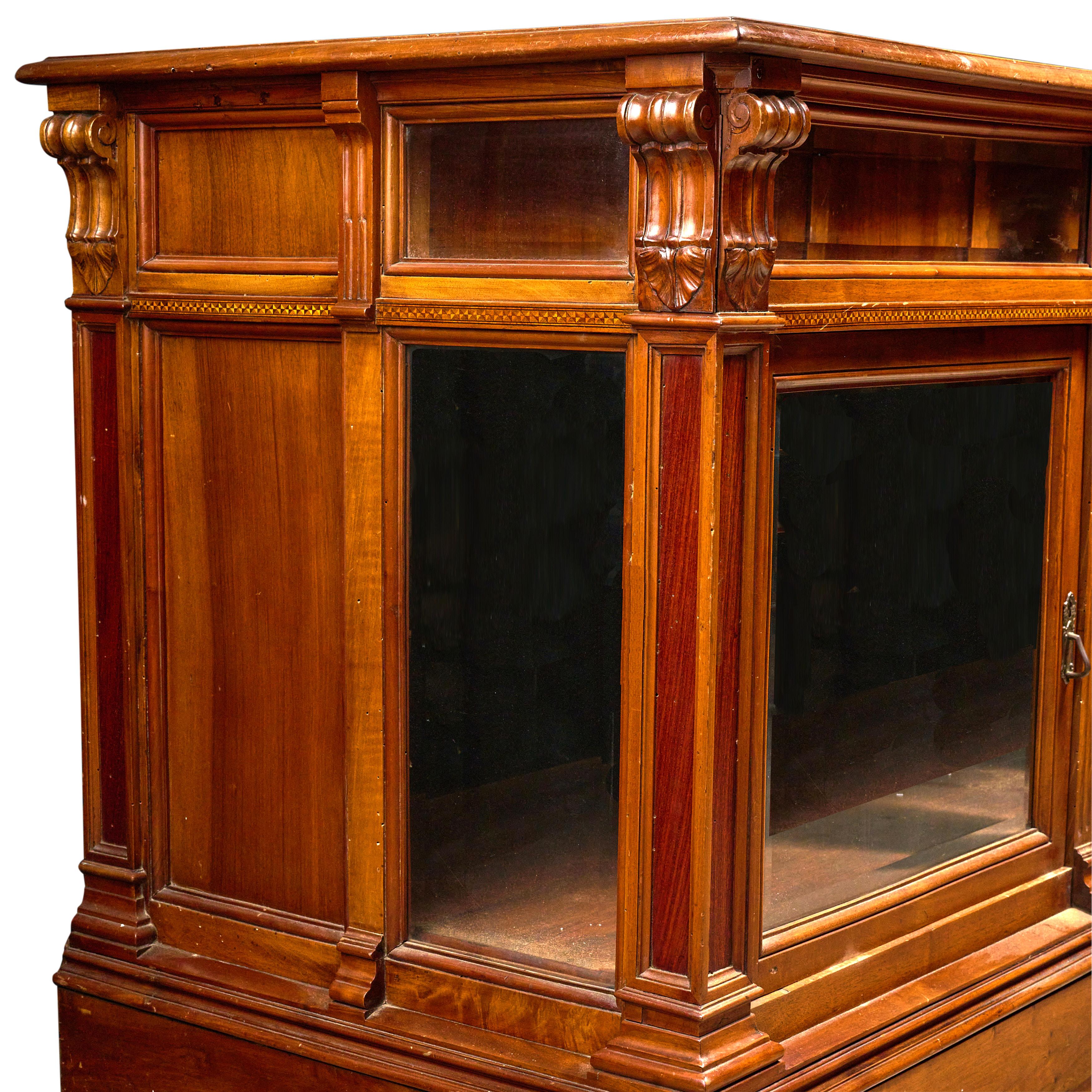 Wood and Beveled Glass Vitrine For Sale 2