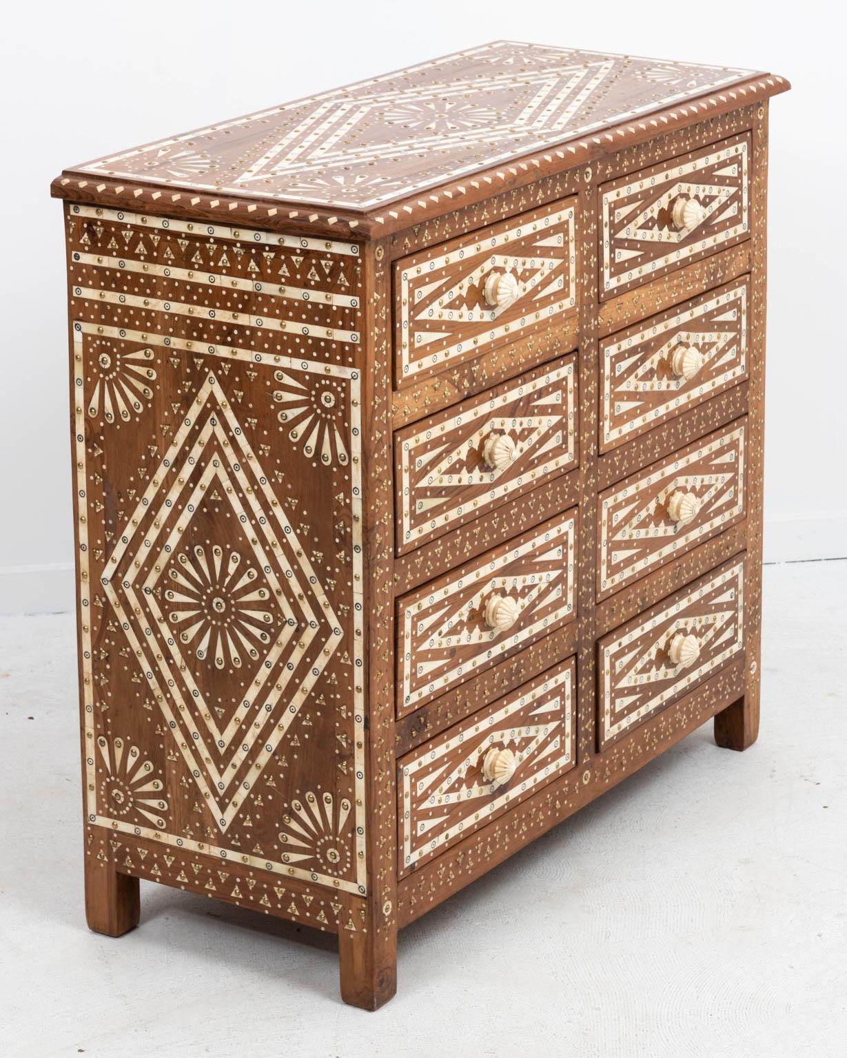 Inlay Wood and Bone Inlaid Chest of Drawers