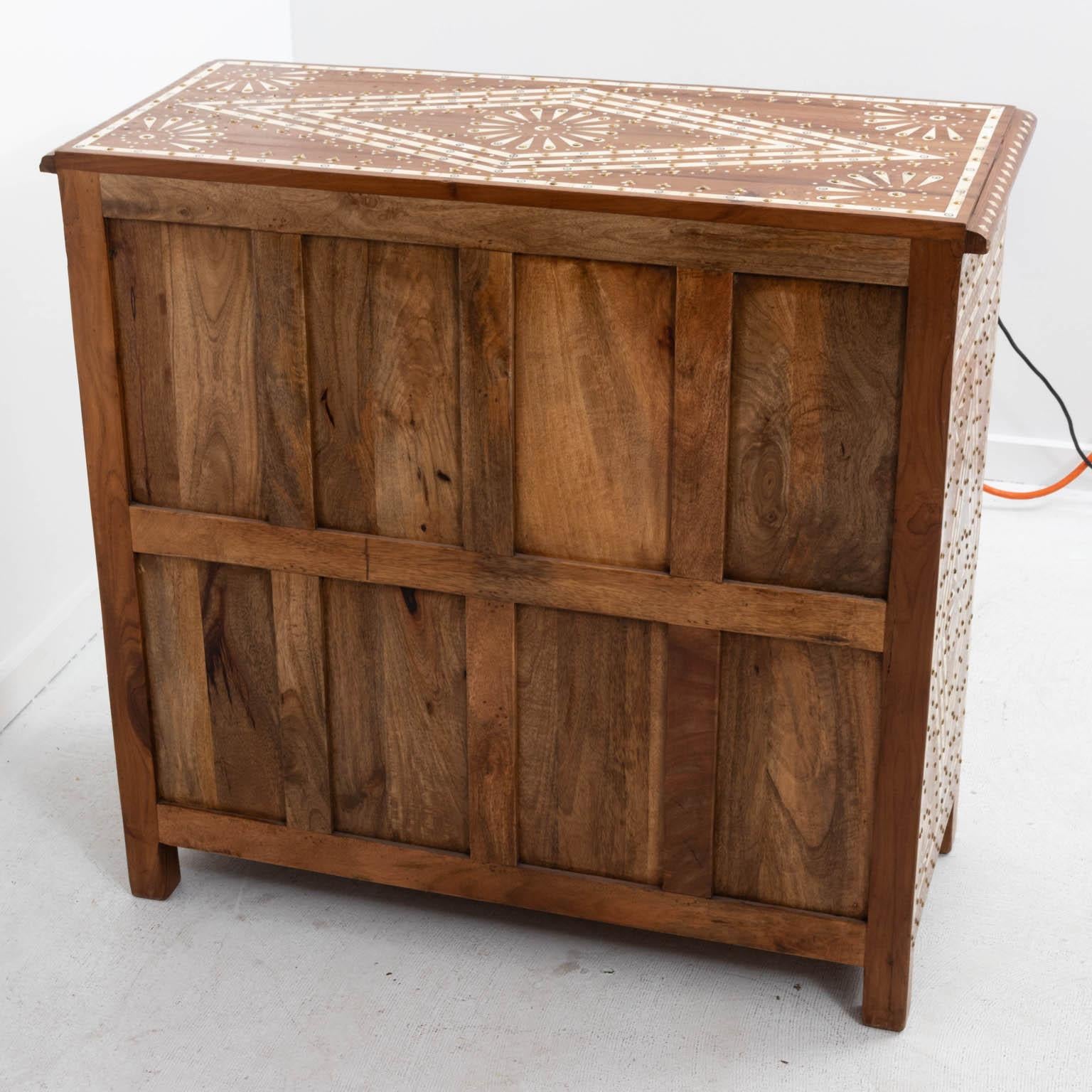 20th Century Wood and Bone Inlaid Chest of Drawers