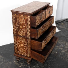 Wood and Bone Inlay Campaign Chest of Drawers