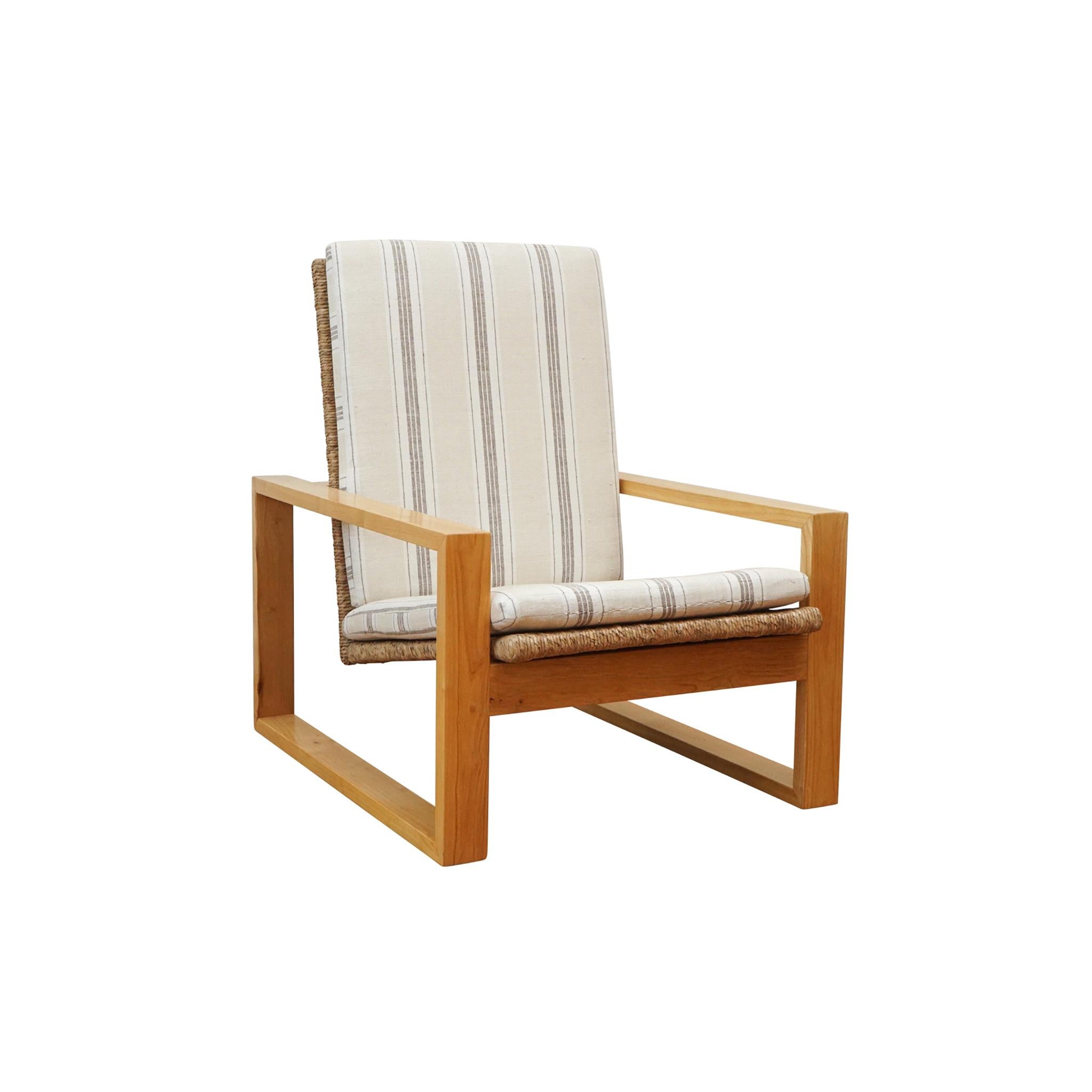Contemporary Wood and braided abaca chair 