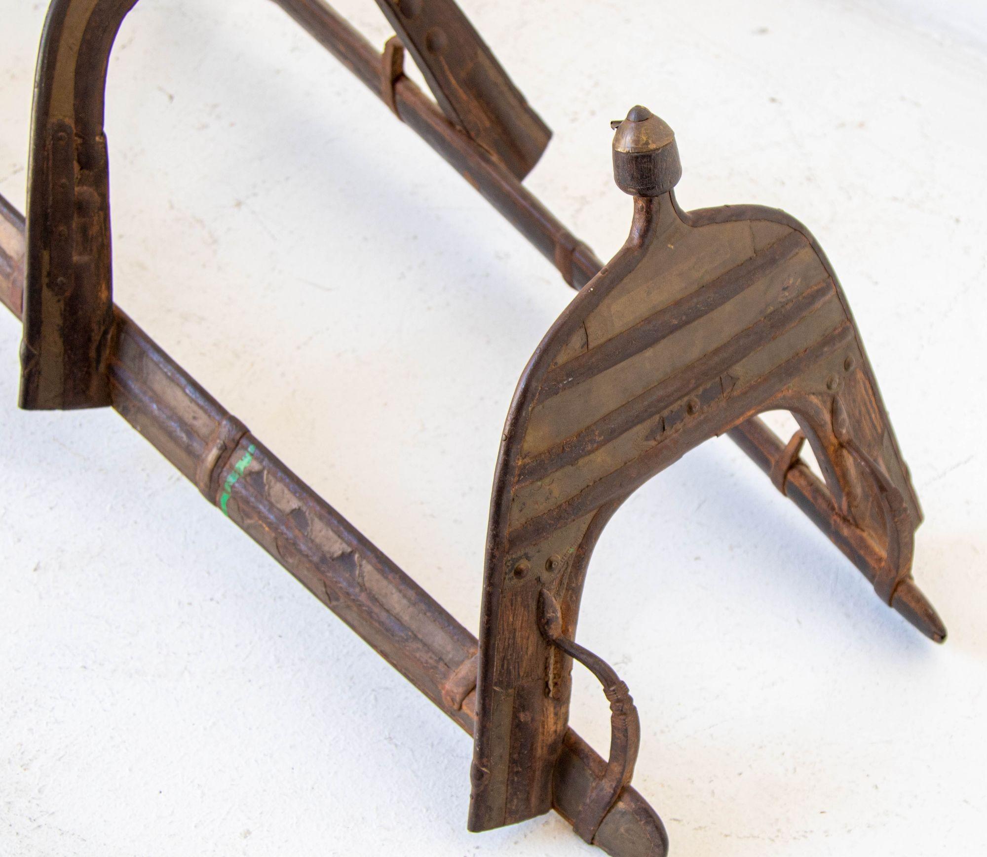 Wood and Brass Antique 19th Century Middle Eastern Camel Seat Saddle For Sale 2