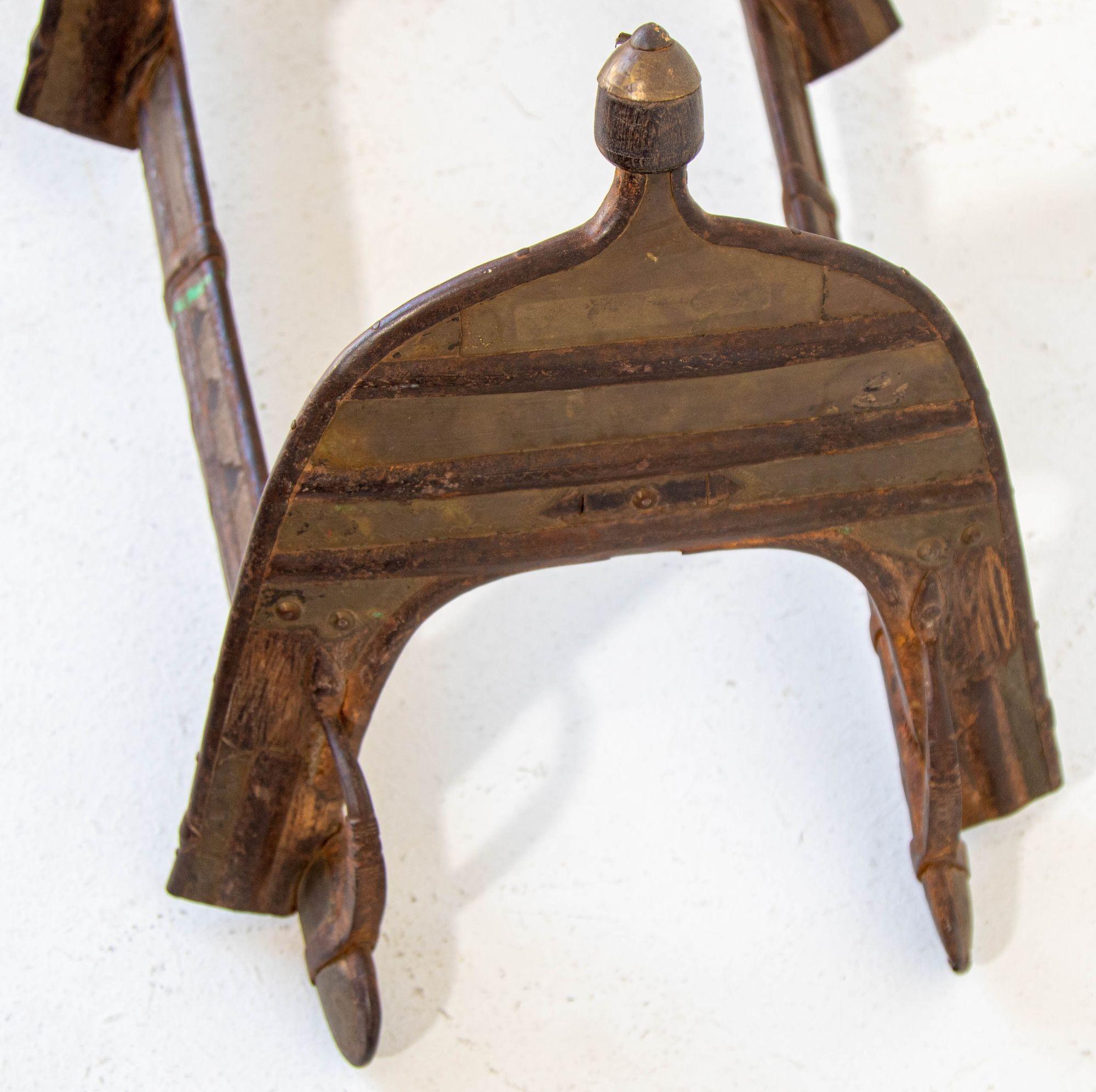Wood and Brass Antique 19th Century Middle Eastern Camel Seat Saddle For Sale 8
