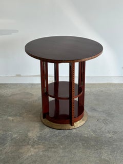 Wood and brass Austrian Secessionist side table