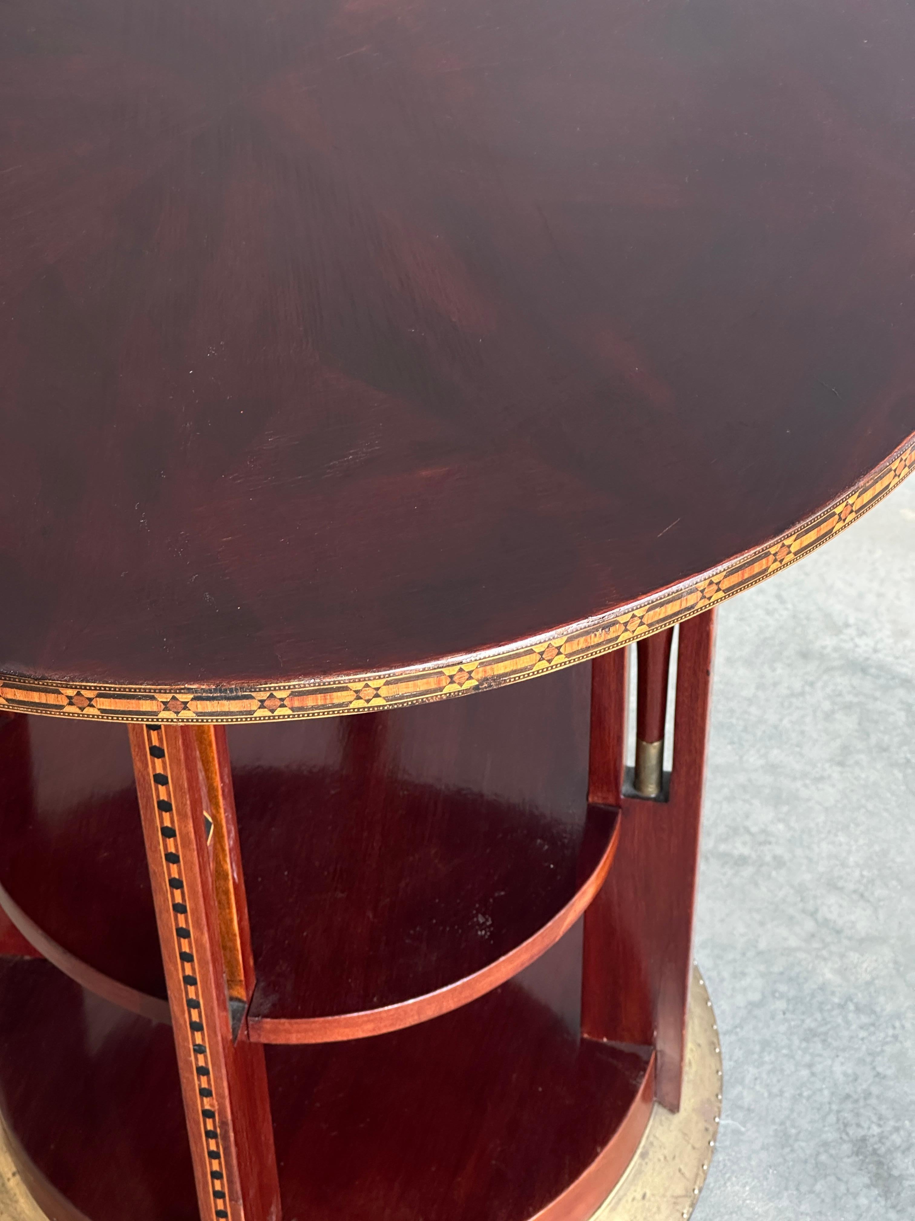 20th Century Wood and brass Austrian Secessionist side table  For Sale