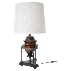 Wood and brass baluster lamp, 1910s.