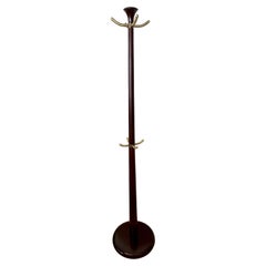 Vintage Wood and Brass Coat Rack in the Style of Italian 1940's