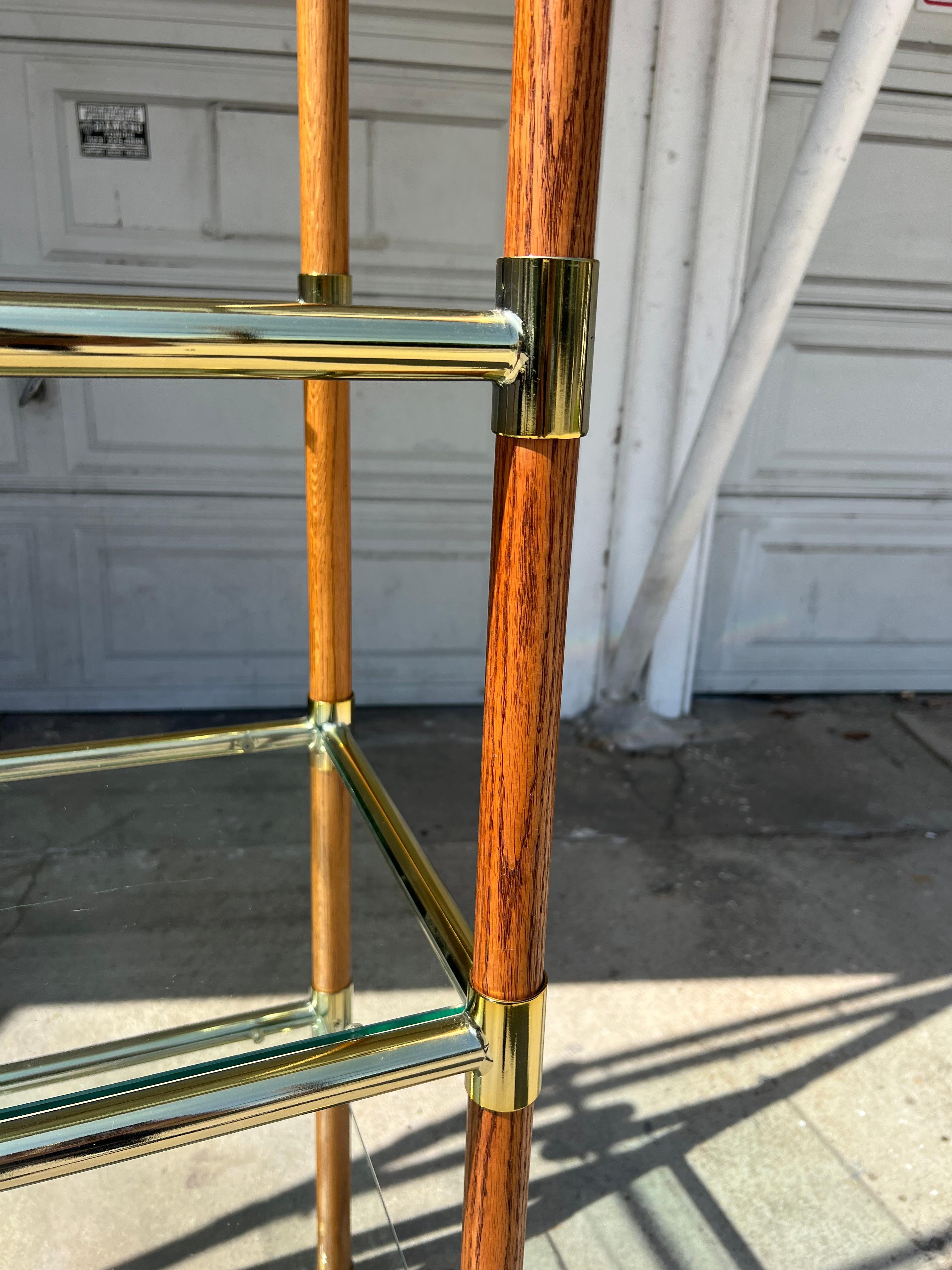Wood and Brass Etagere in the style of Milo Baughman  5
