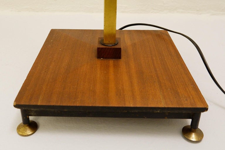 Wood and Brass Floor Lamp For Sale at 1stDibs
