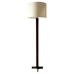 Antique Wood and Brass Floor Lamp