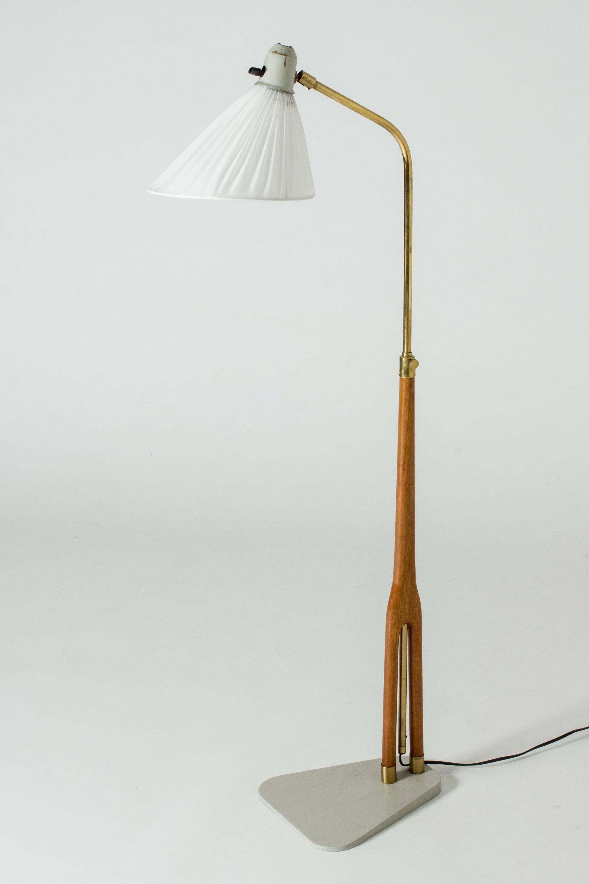 Scandinavian Modern Wood and Brass Floor Lamp from Asea, Sweden