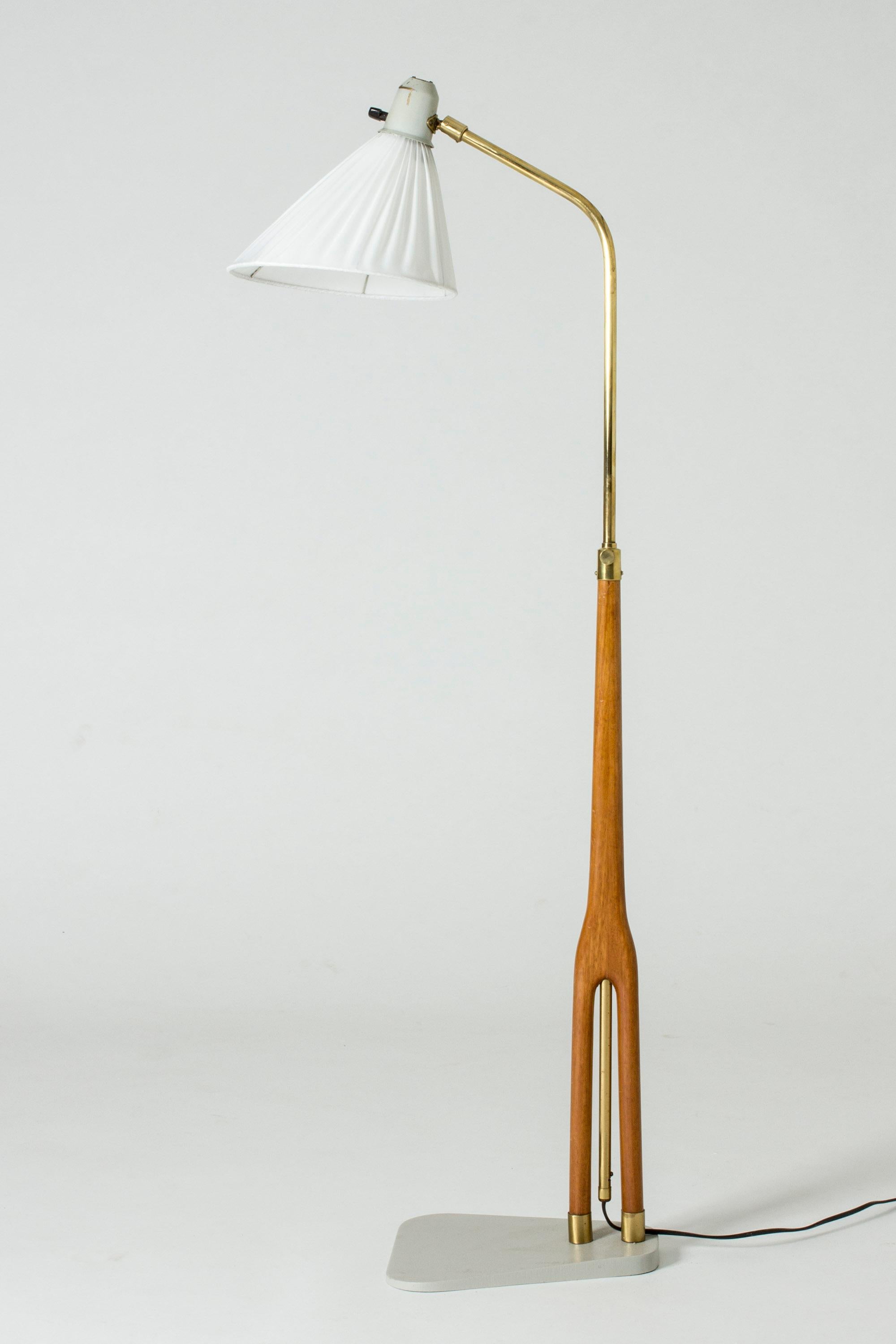 Swedish Wood and Brass Floor Lamp from Asea, Sweden