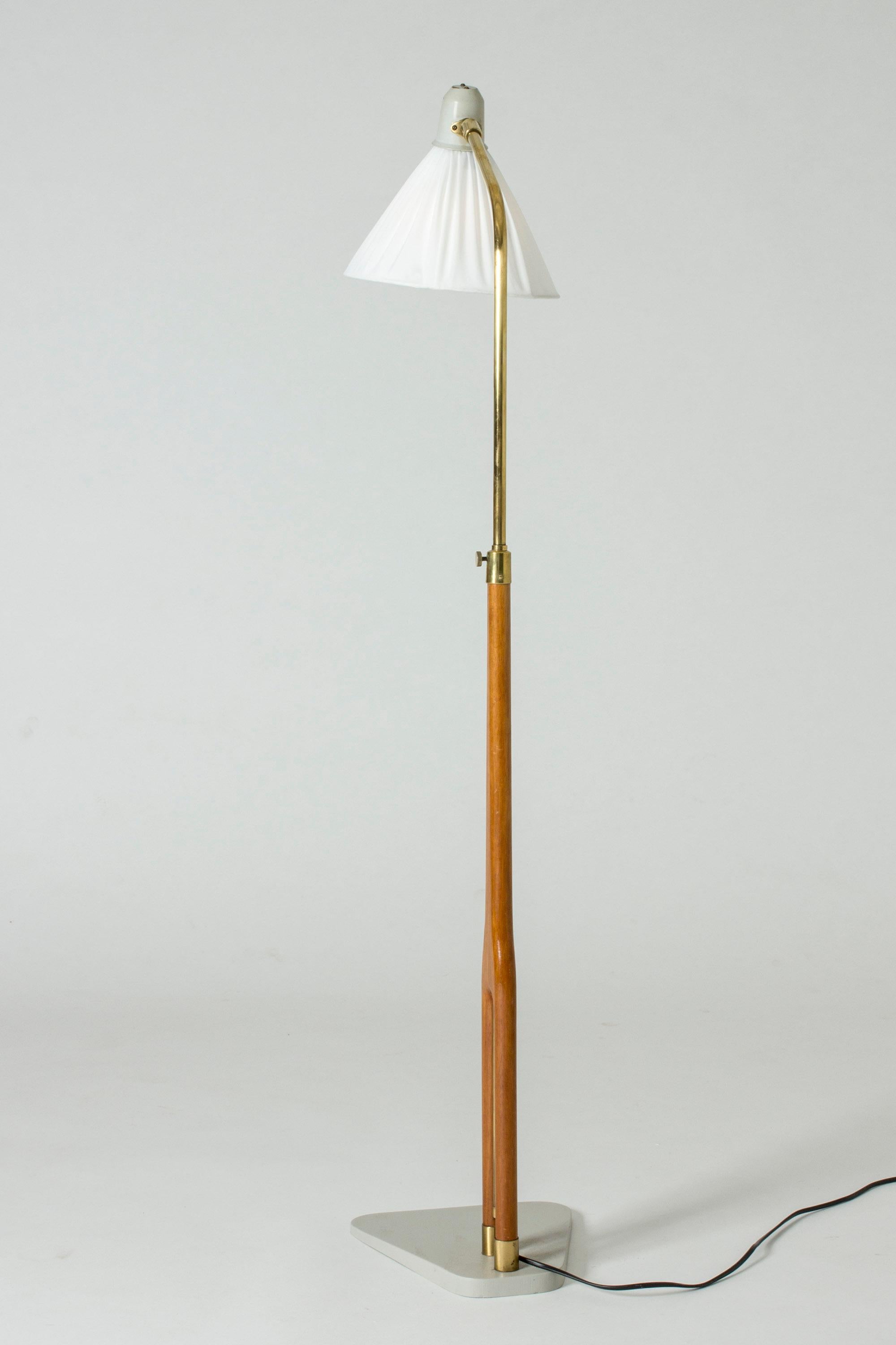 Lacquered Wood and Brass Floor Lamp from Asea, Sweden