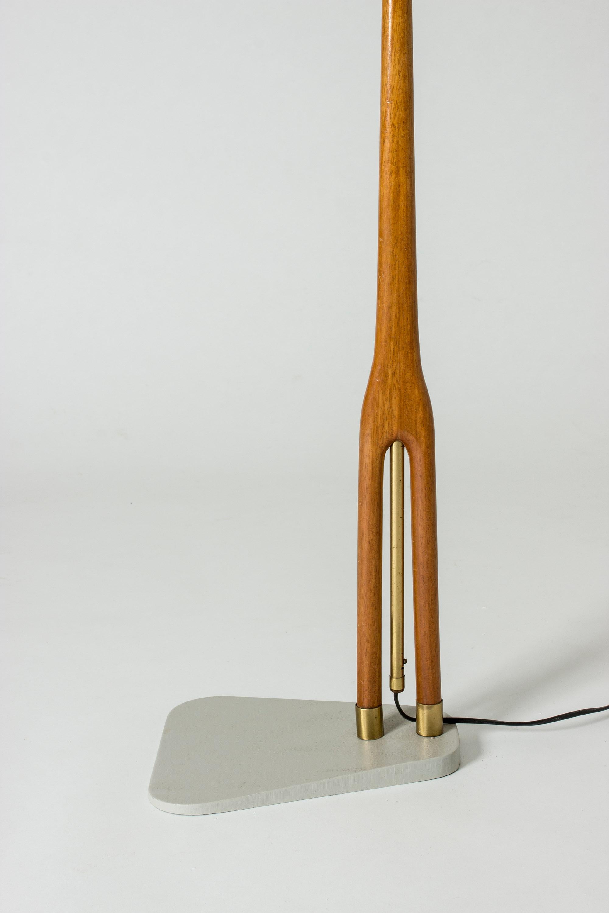 Wood and Brass Floor Lamp from Asea, Sweden In Good Condition In Stockholm, SE
