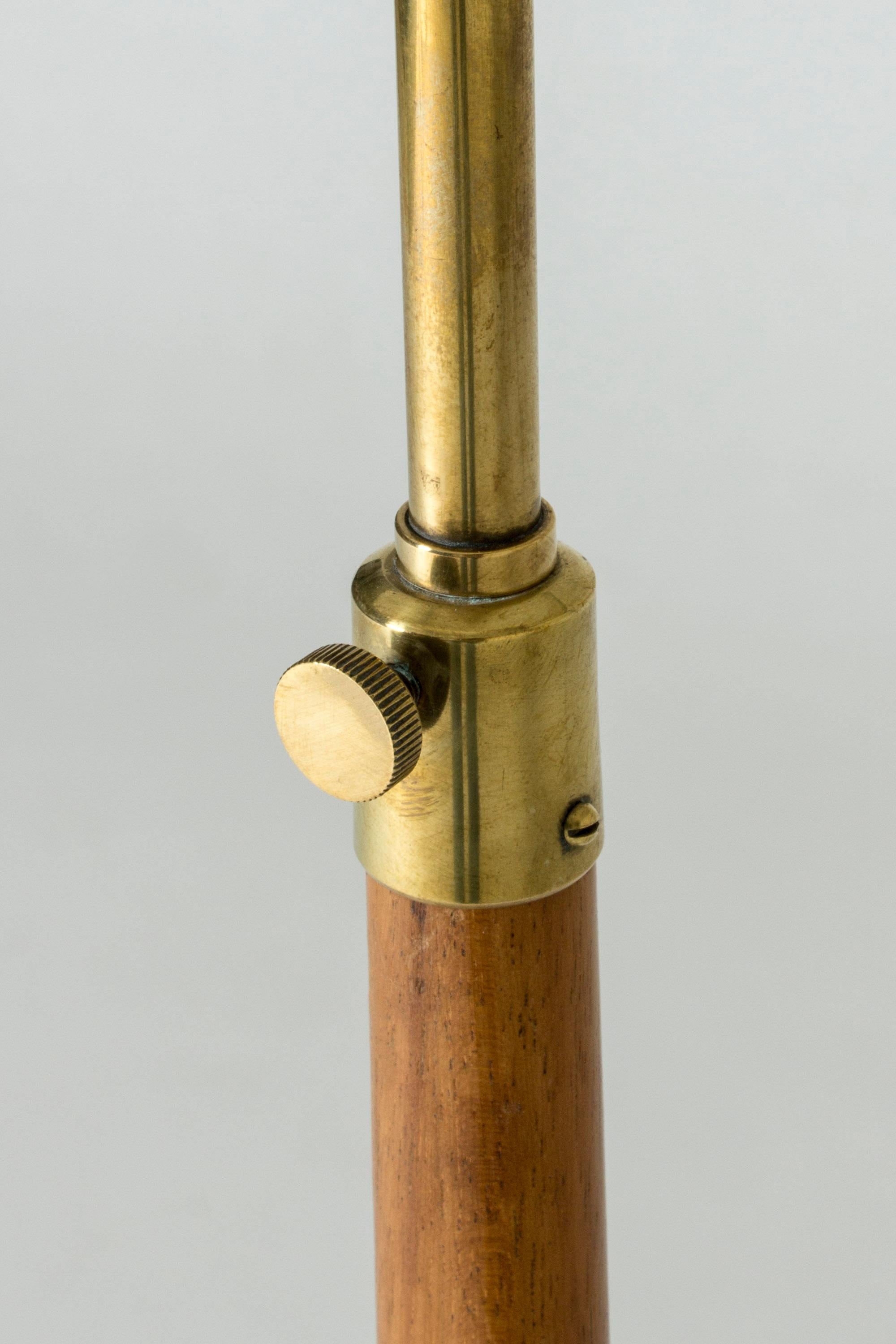 Mid-20th Century Wood and Brass Floor Lamp from Asea, Sweden