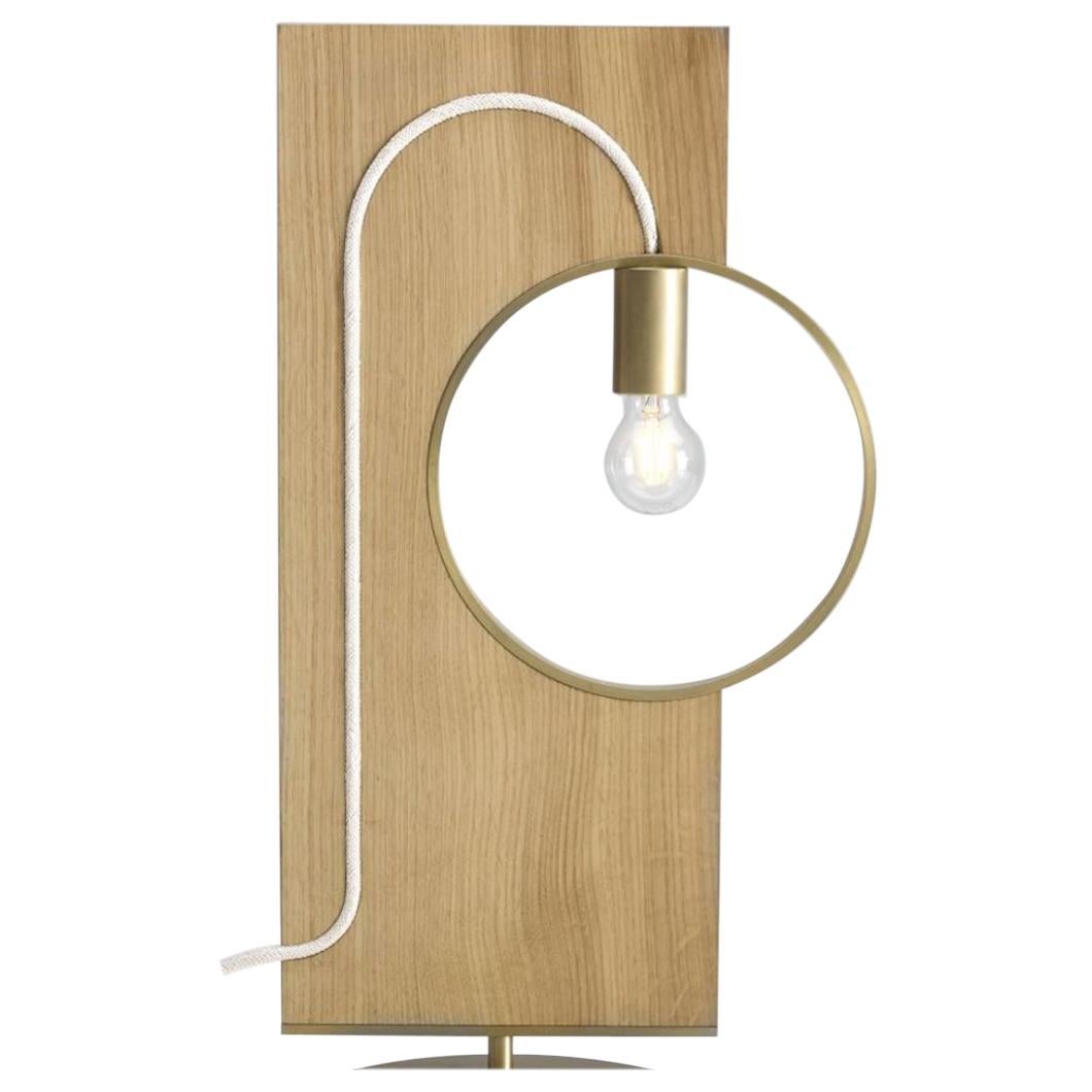 Wood and Brass "LOOP" Table Lamp, Filip Janssens For Sale