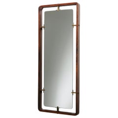 Wood and Brass Mirror attributed to Santambrogio & De Berti. Italy, 1960s
