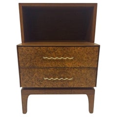 Wood and Brass Nightstand by John Keal for Brown-Saltman