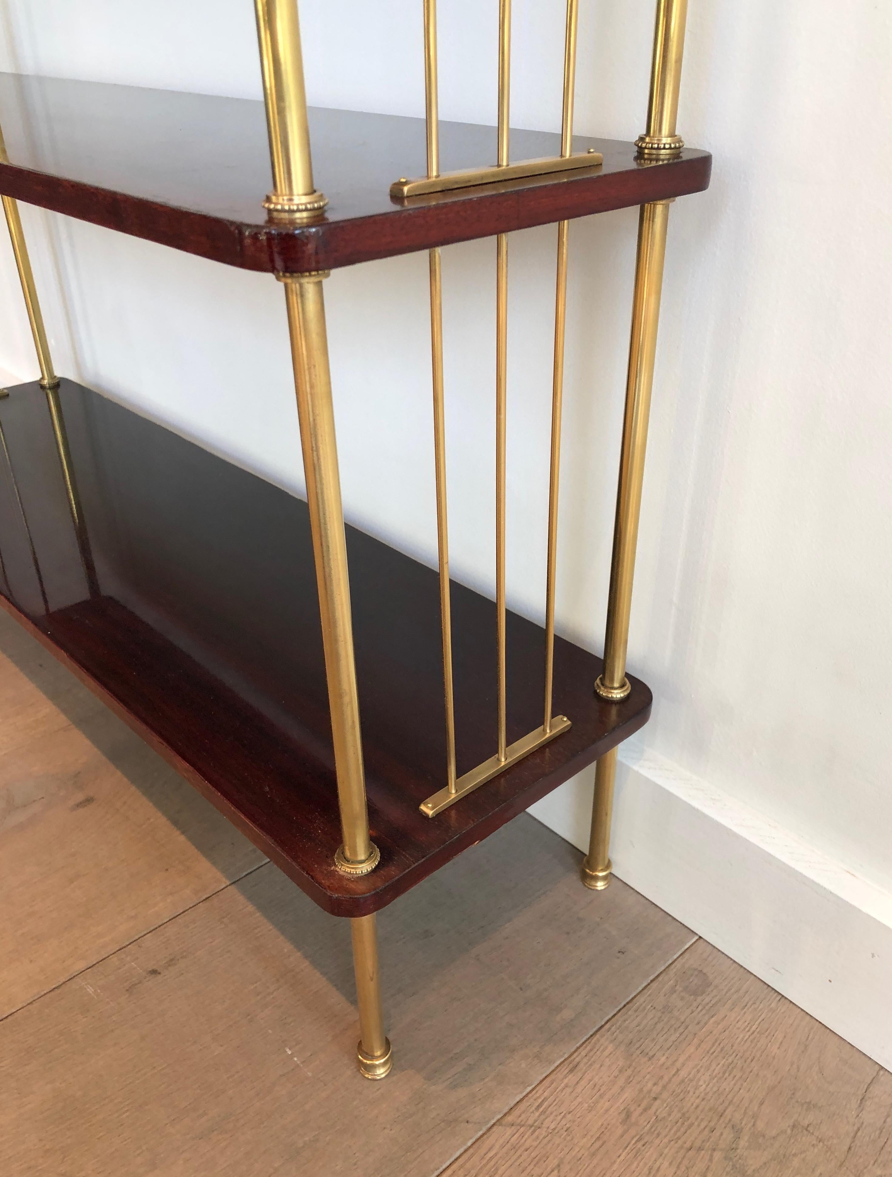 Wood and Brass Shelves Unit Attributed to Maison Jansen 9