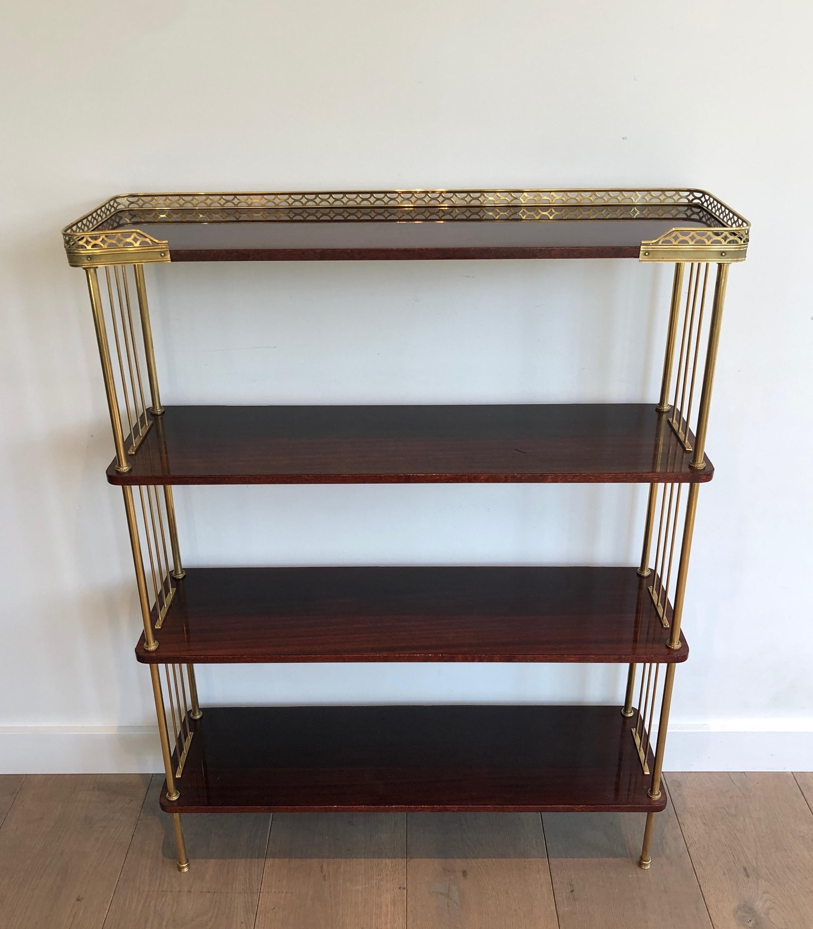 Neoclassical Wood and Brass Shelves Unit Attributed to Maison Jansen