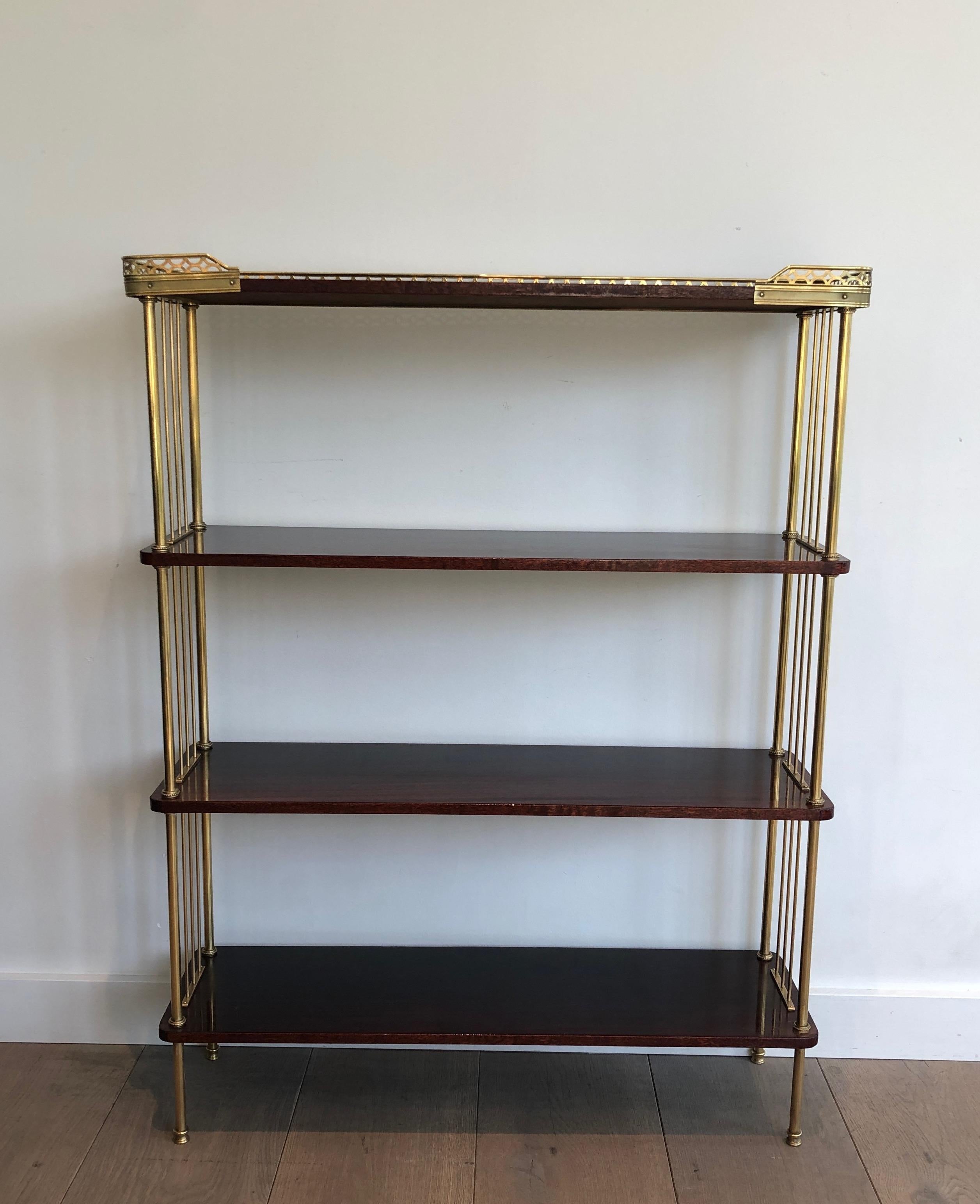 French Wood and Brass Shelves Unit Attributed to Maison Jansen