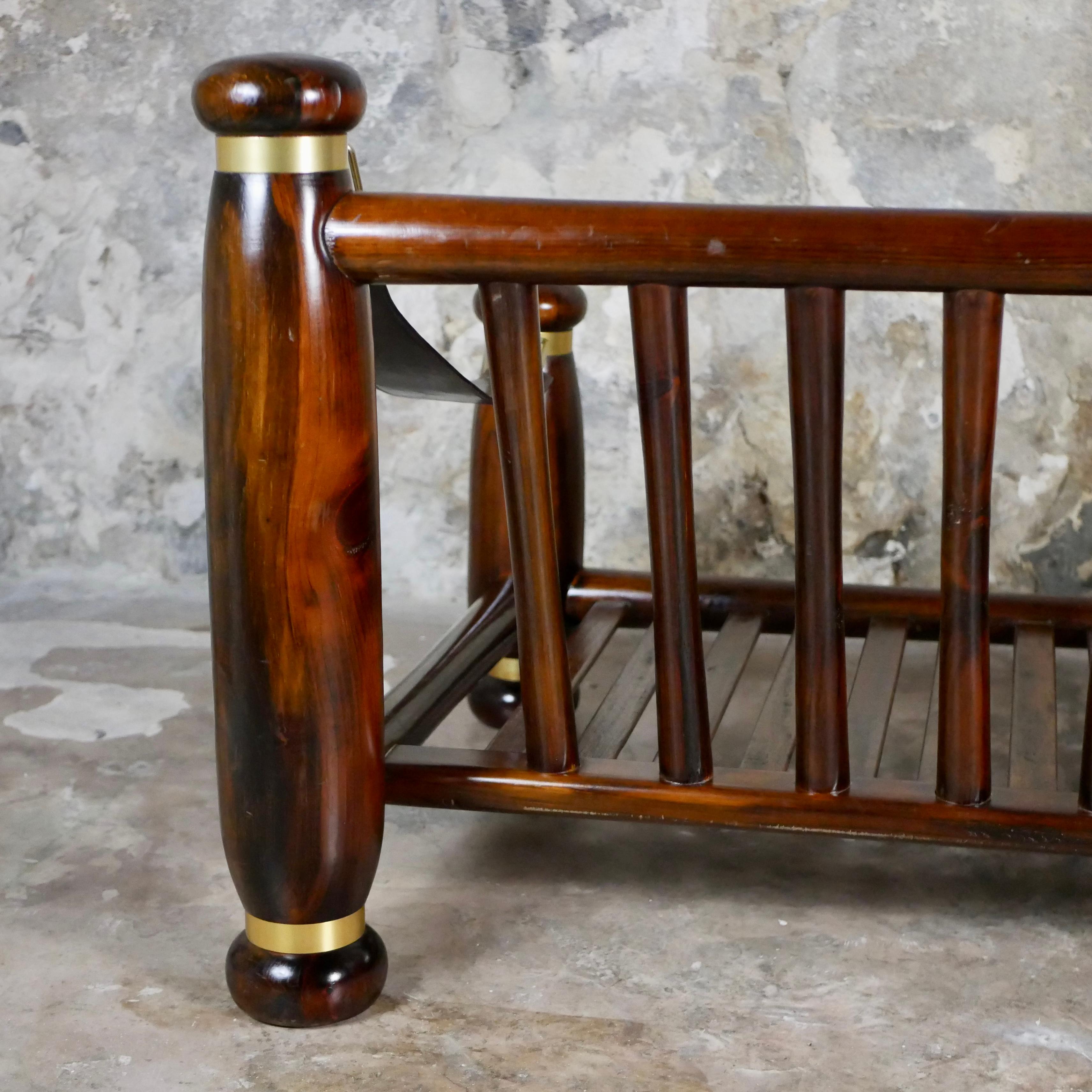 Structure de canapé en bois et laiton dans le style de Luciano Frigerio, Italie, 1970 en vente 4