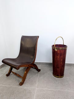 Wood and Brass Umbrella Stand from Valenti 1970s