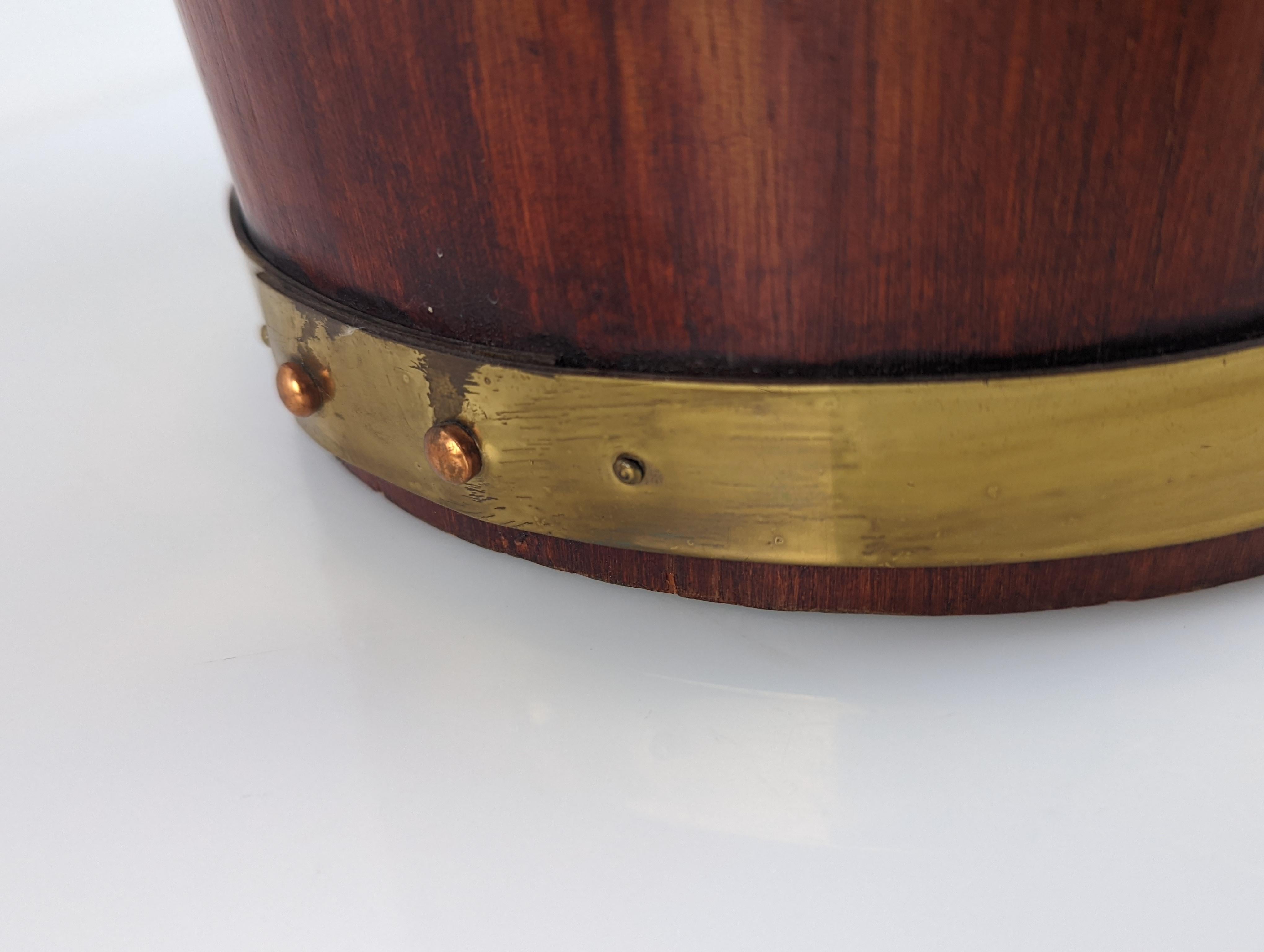 Wood and Brass Umbrella Stand from Valenti 1970s 2