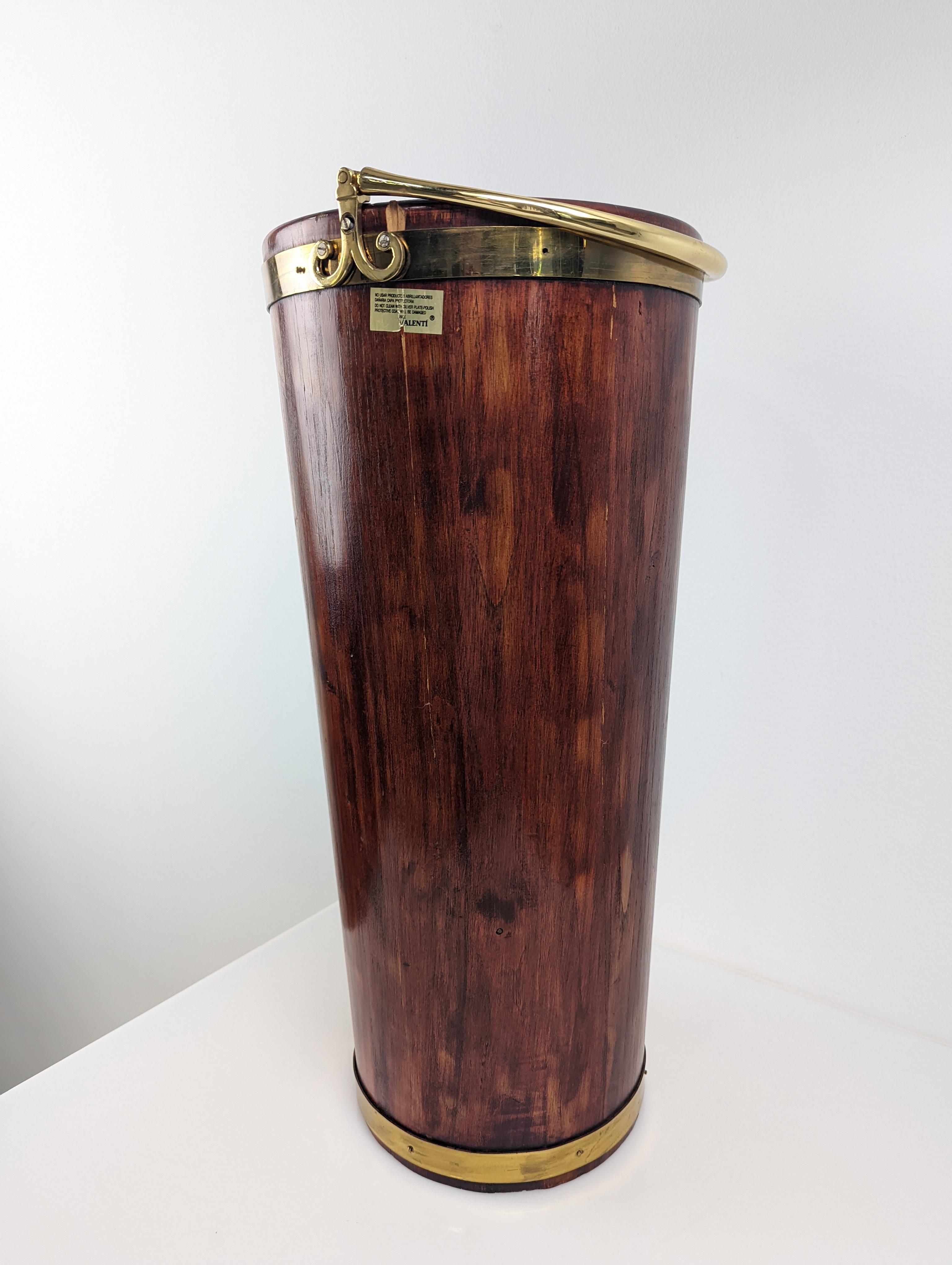 Wood and Brass Umbrella Stand from Valenti 1970s 3