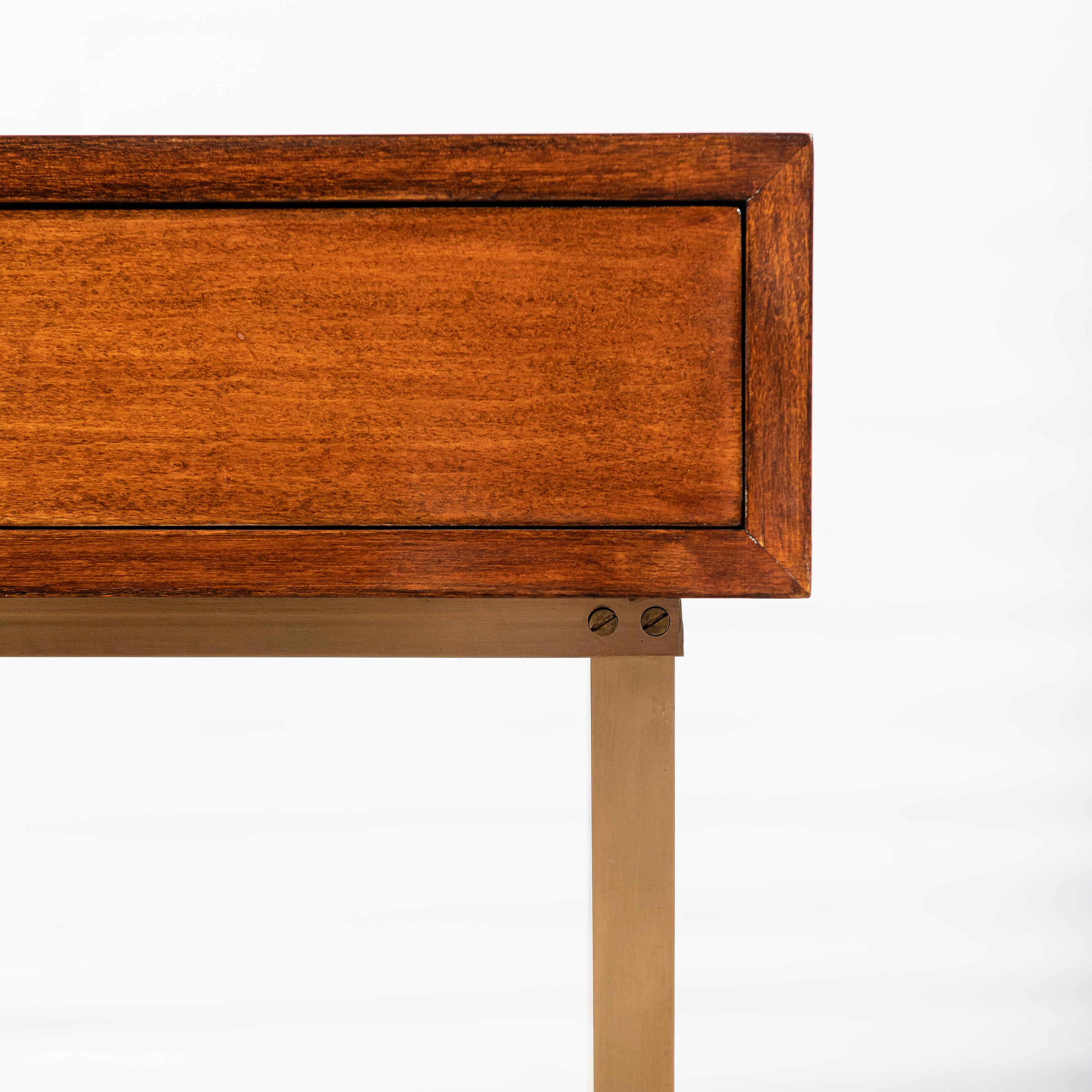 Mid-20th Century Wood and Bronze Console Table by Comte, Argentina, Buenos Aires, circa 1950 For Sale