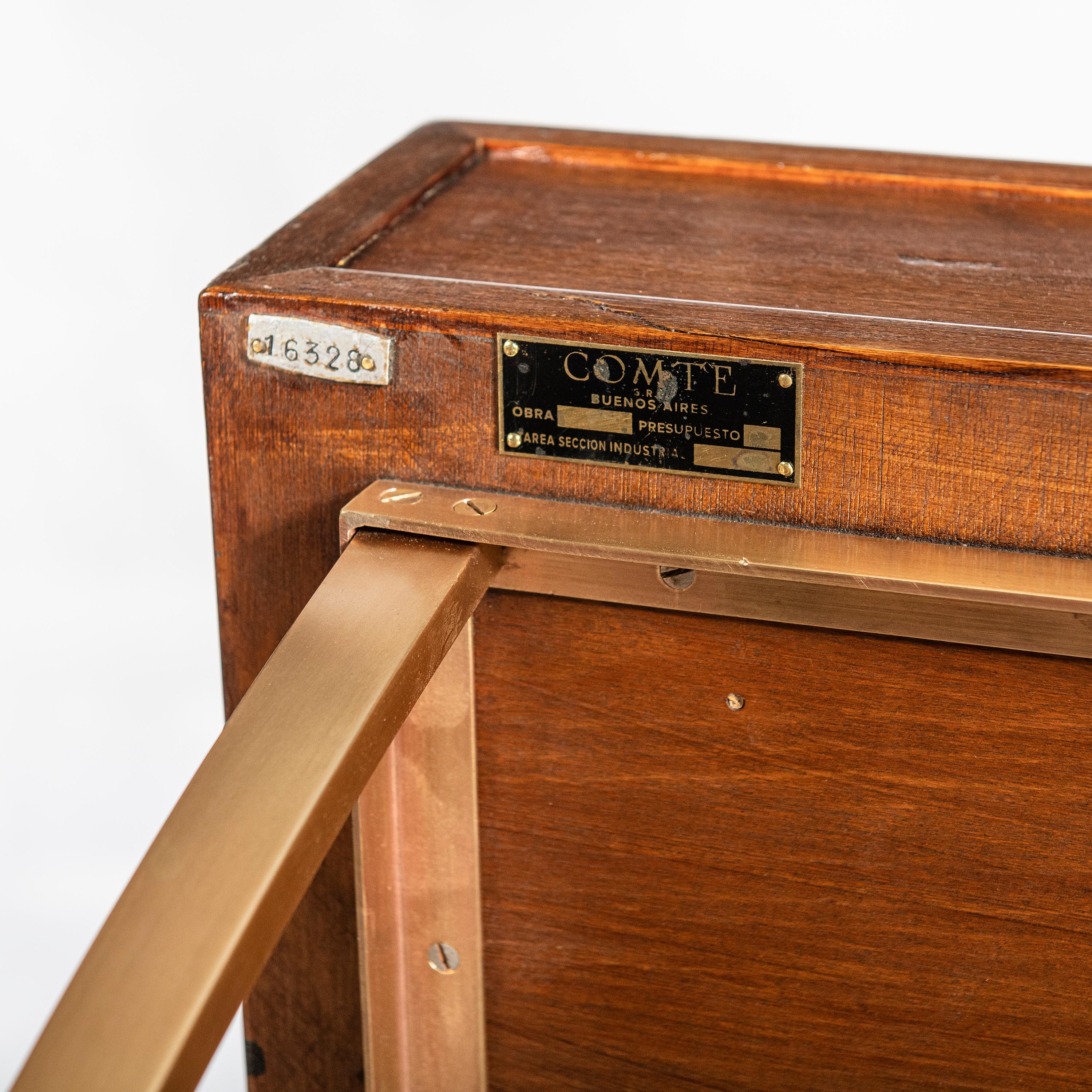 Wood and Bronze Console Table by Comte, Argentina, Buenos Aires, circa 1950 For Sale 1