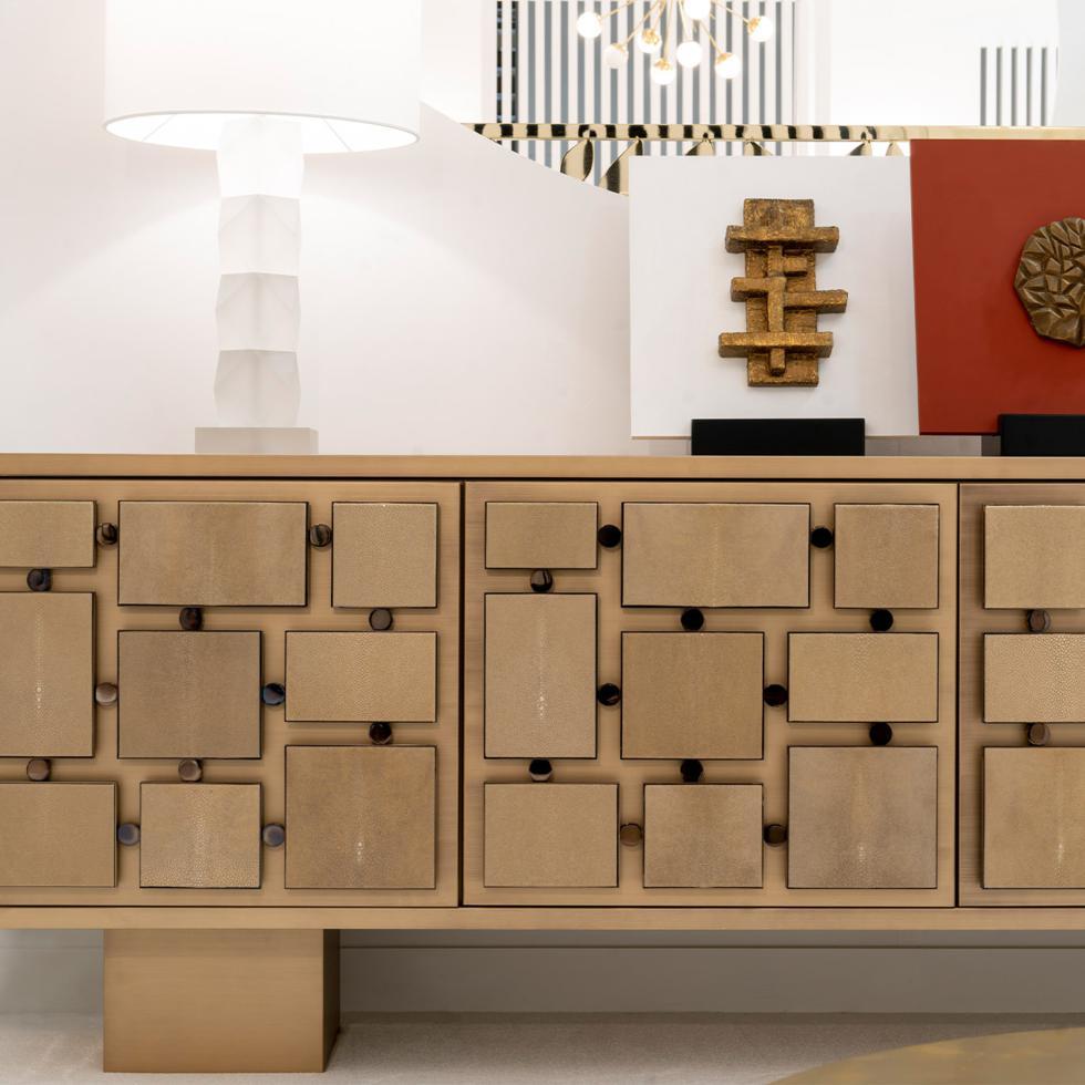 Contemporary Wood and Bronze Sideboard For Sale