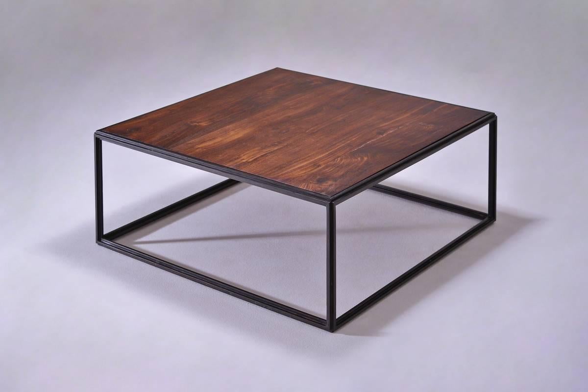 Hand-Crafted Wood and Brown Brass Occasional Handmade Table by P.Tendercool in Stock For Sale