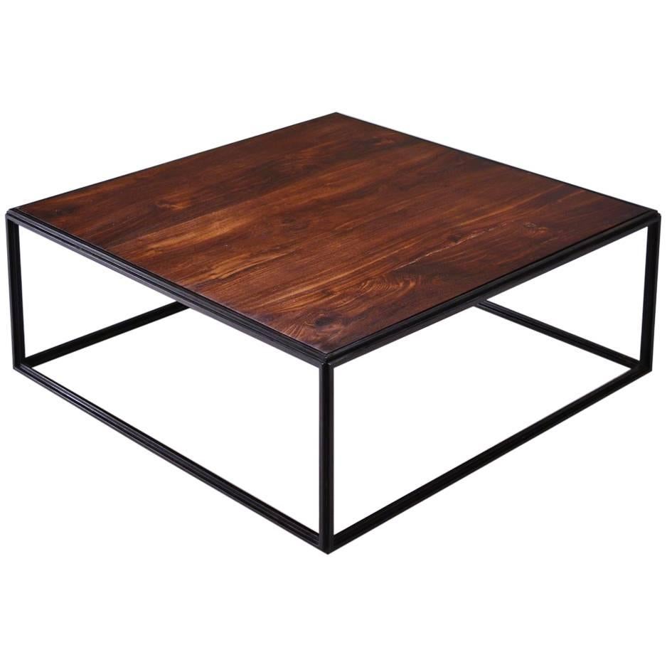 Wood and Brown Brass Occasional Handmade Table by P.Tendercool in Stock