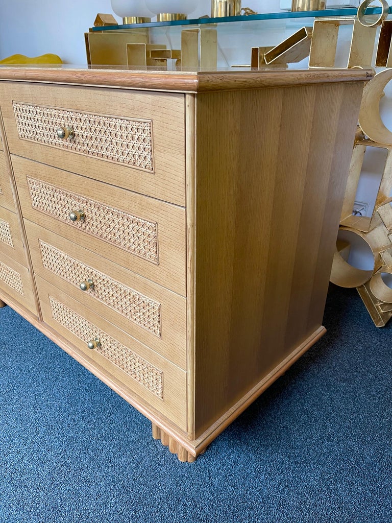 Wood and Cane Chest of Drawers by Gervasoni, Italy, 1970s at 1stDibs