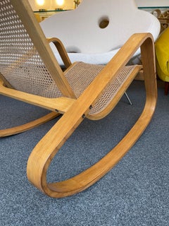 Wood and Cane Rocking Chair Dondolo by Luigi Crassevig, Italy, 1970s