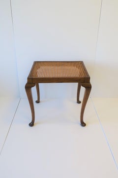 Wicker Cane and Wood Side or End Table