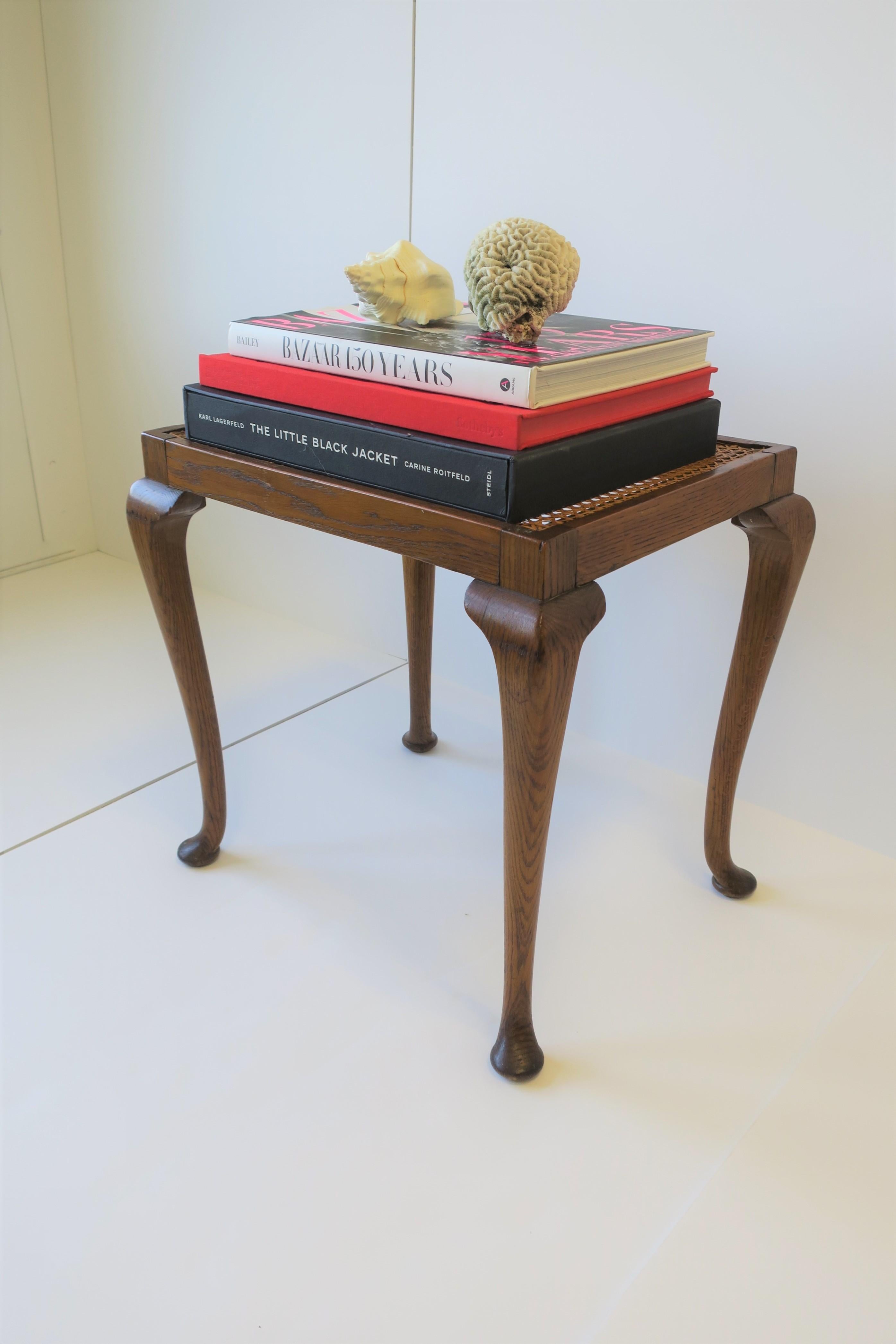 20th Century Wicker Cane and Wood Side or End Table