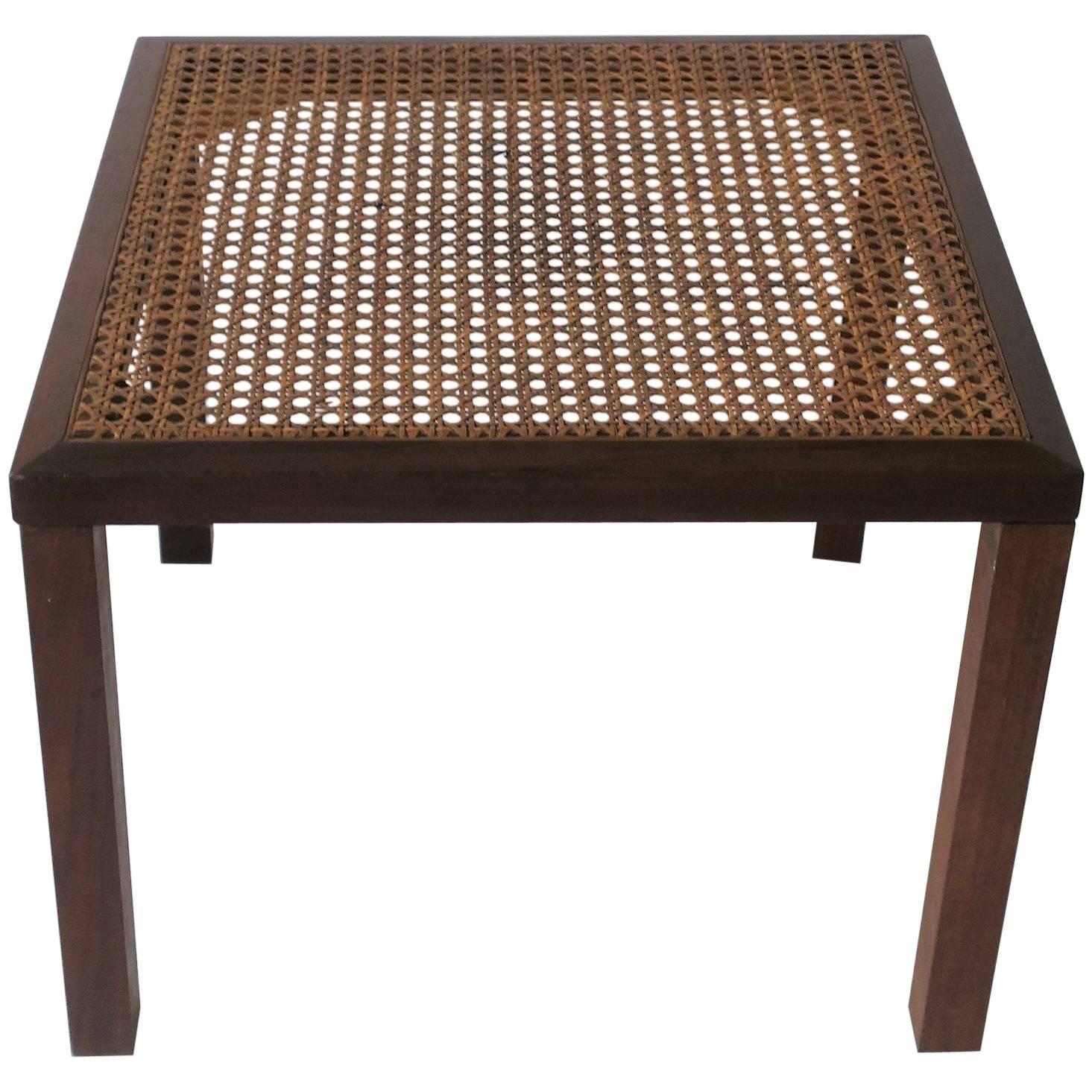 Wood and Cane Side or End Table