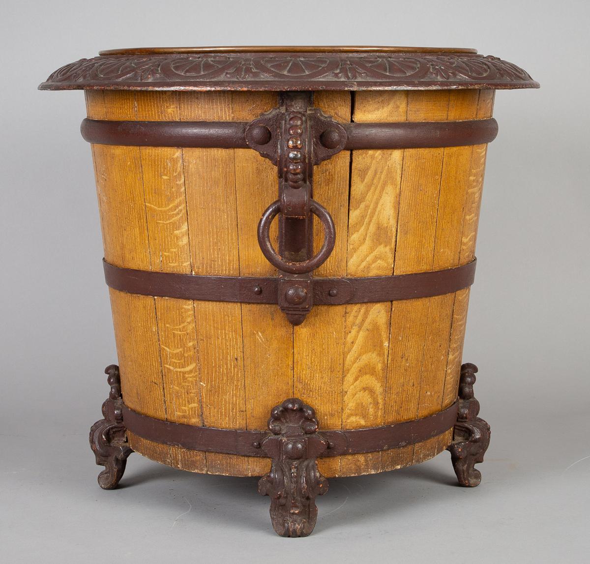 Late Victorian Wood and Cast Iron Jardinière or Log Container For Sale