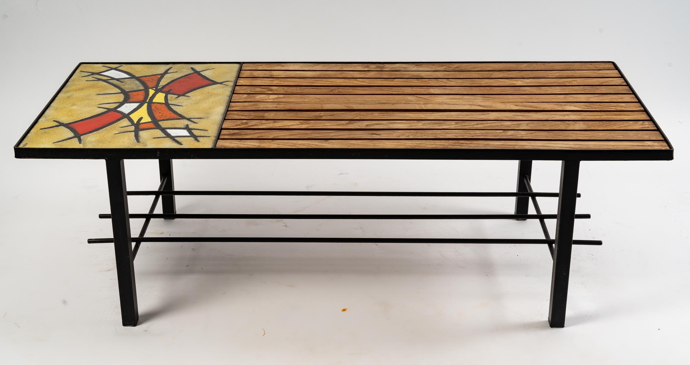 Wood and Ceramic Coffee Table, Design the 1960's-1970's 4