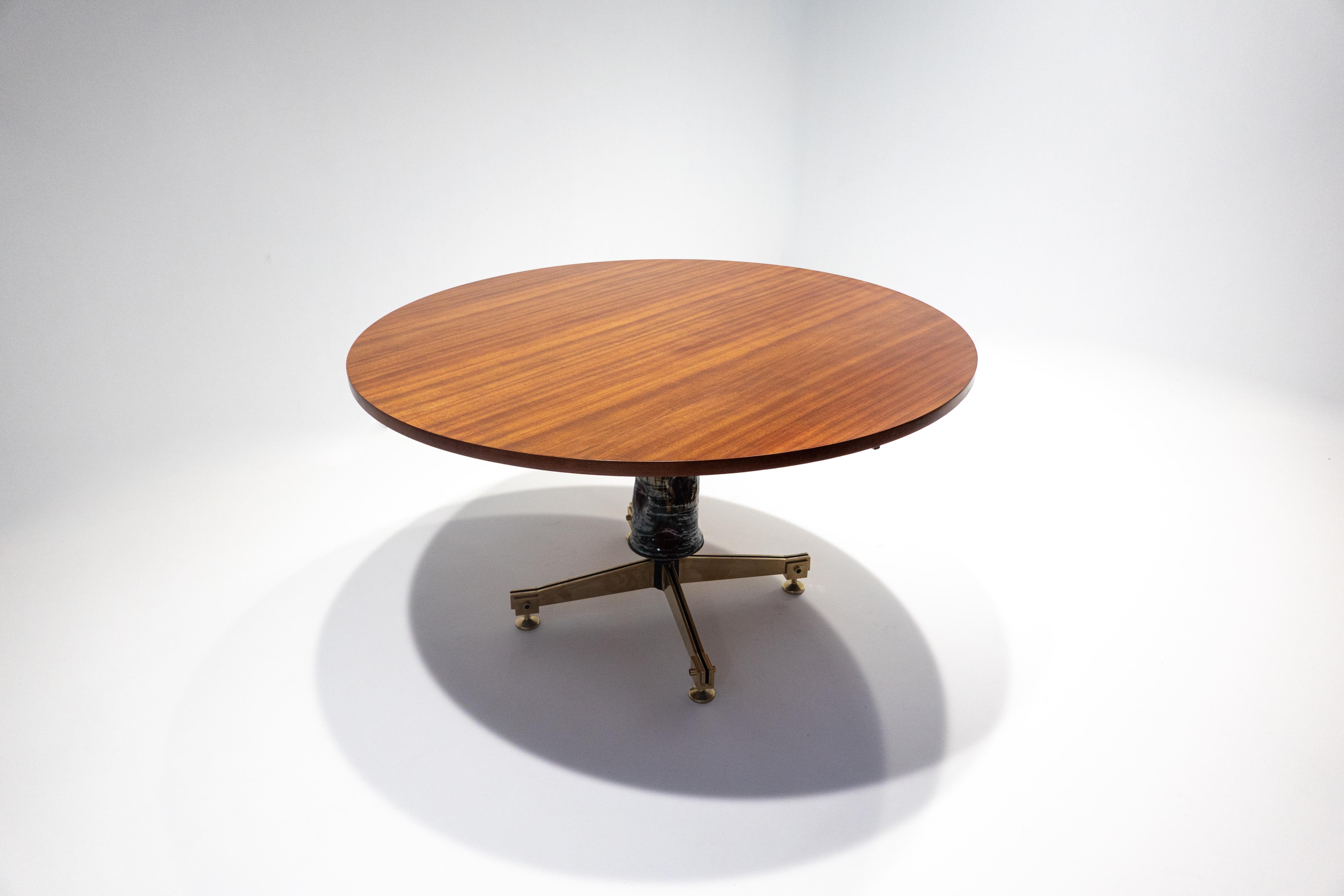 Mid-Century Modern Wood and Ceramic Extendable Dining Table Melchiorre Bega & Pietro Melandri For Sale