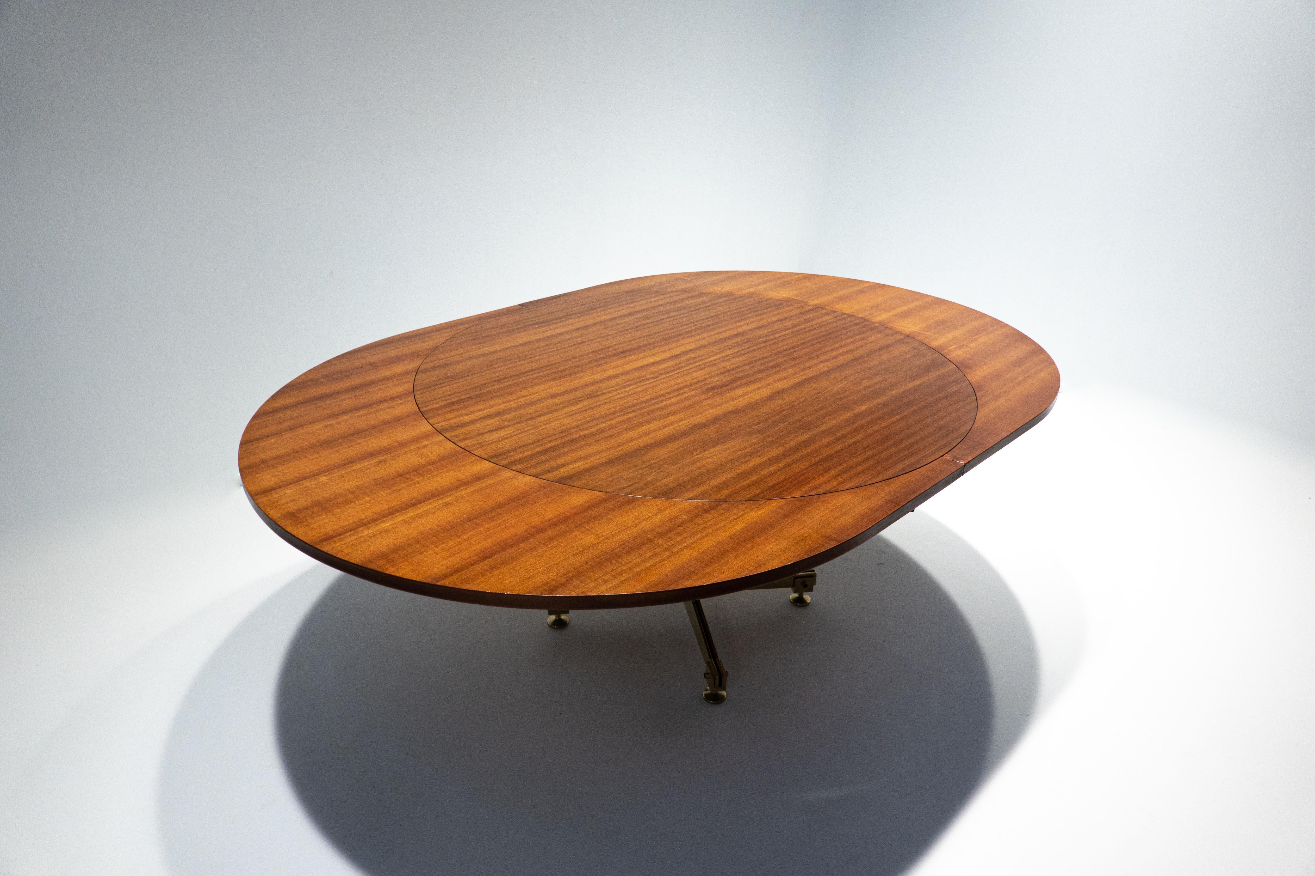 Mid-20th Century Wood and Ceramic Extendable Dining Table Melchiorre Bega & Pietro Melandri For Sale