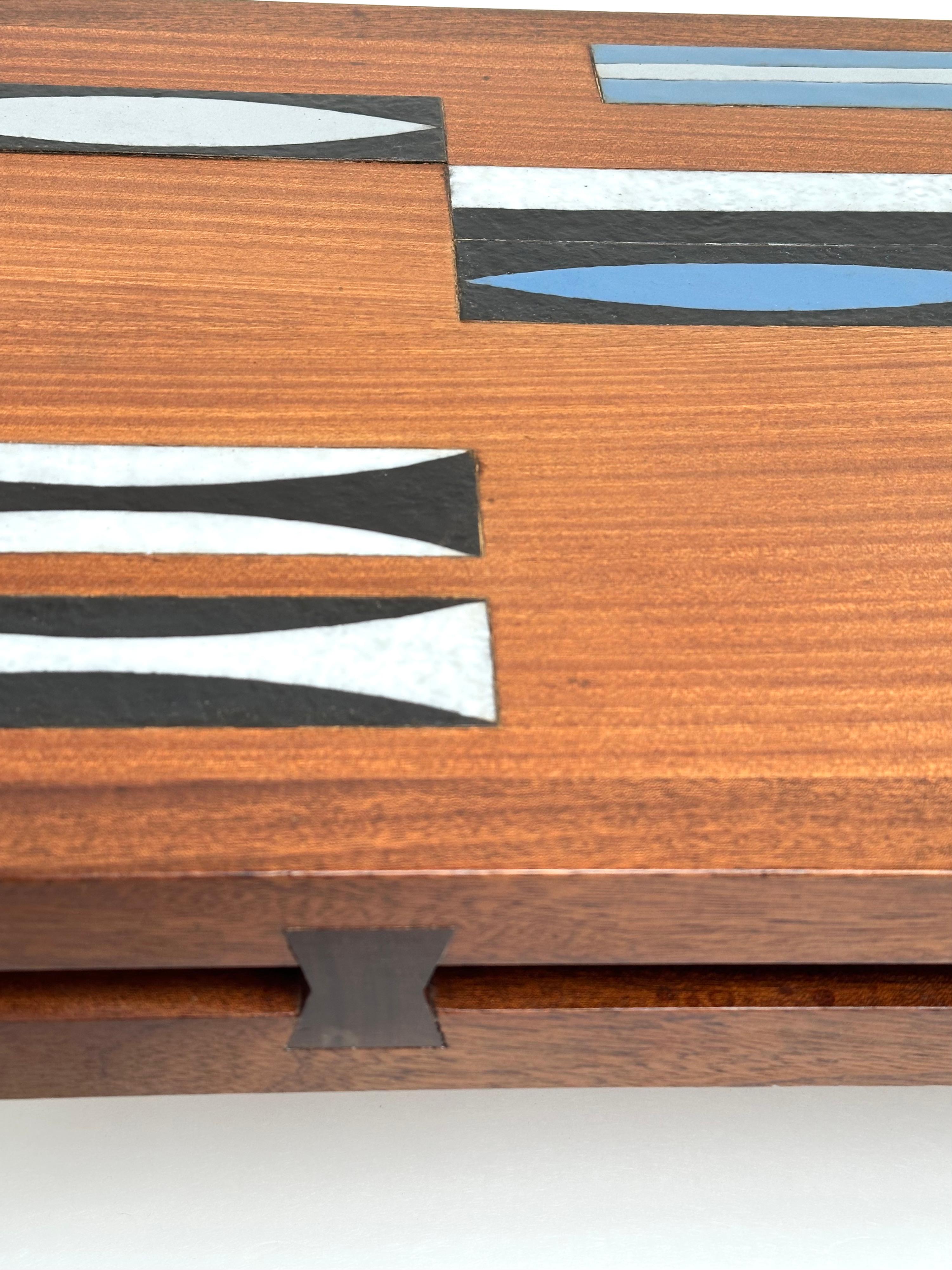 Wood and Ceramic Inlays Low Table, Roger Capron, Vallauris 1961 en venta 3