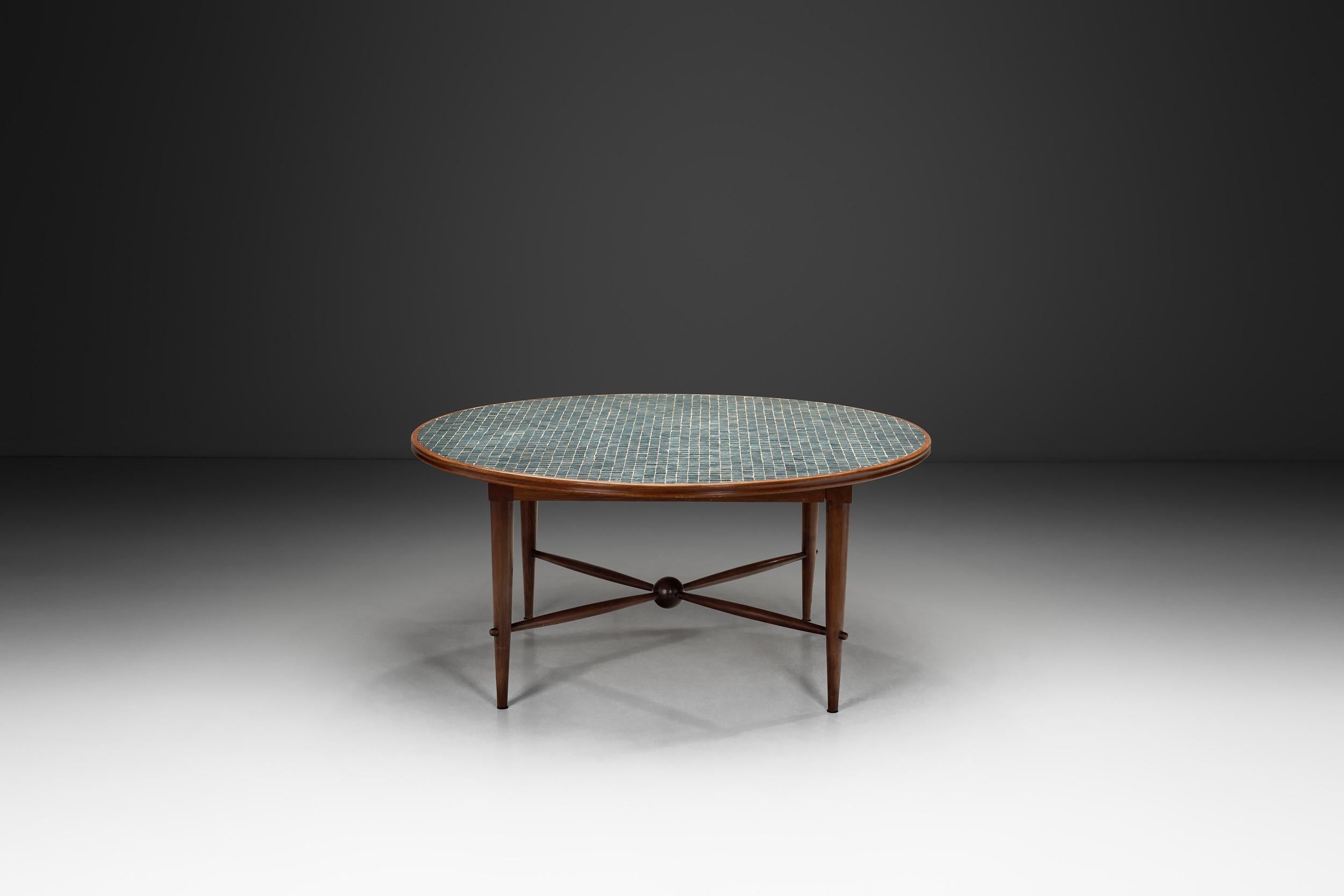 Mesa de centro de madera y azulejos, Francia Años 70 Francés en venta